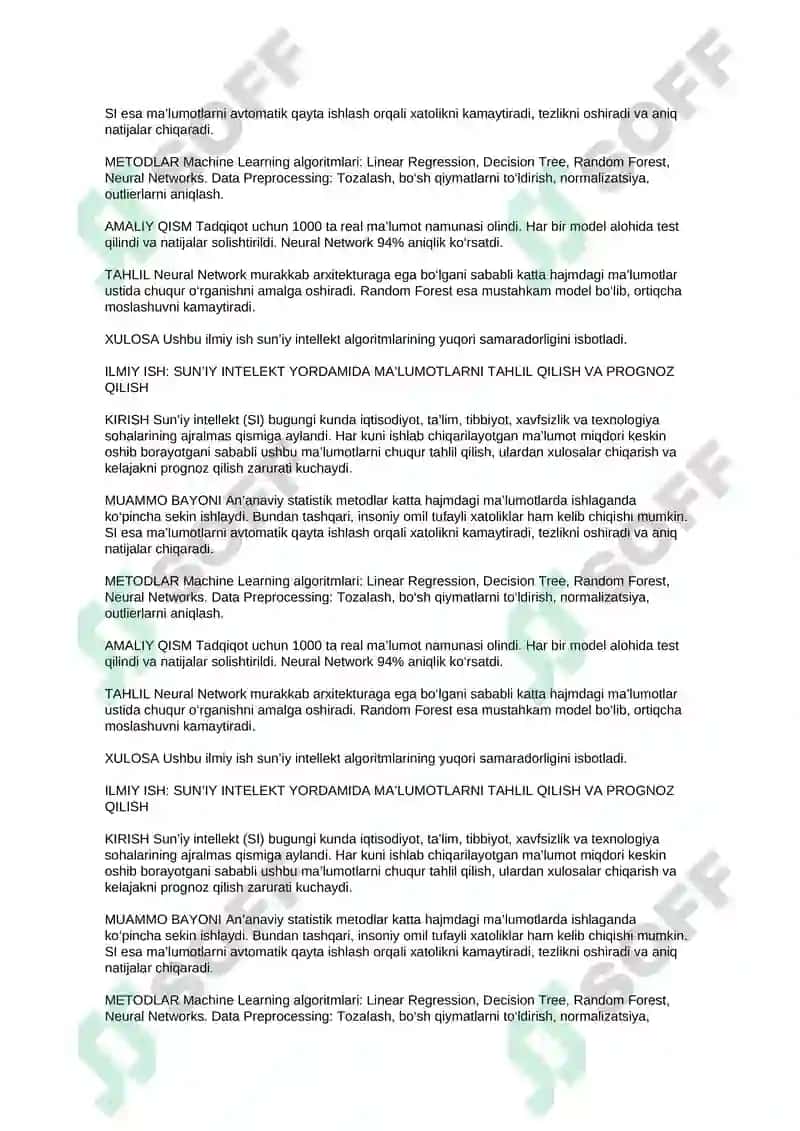 ilmiy ish: sun'iy intelekt yordamida ma'lumotlarni tahlil qilish va prognoz qilish 3
