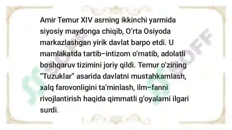 AMIR TEMUR DAVRI DAVLATCHILIGI 3