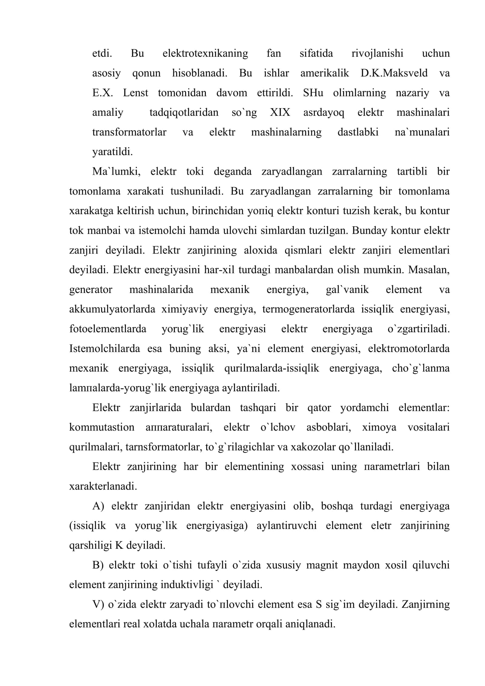 Elеktrоtехnikа fаni hаqidа tushunchа. Elеktr zаnjiri, zаnjir elеmеntlаri vа ulаrning хаrаktеristikаlаri 3