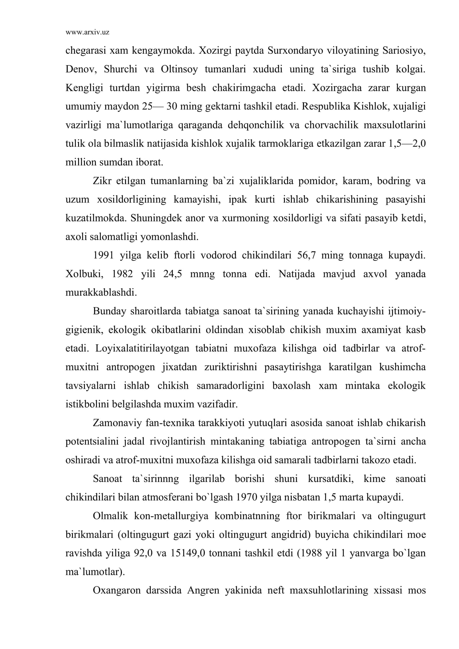 O'zbekiston sanoat markazlarida atmosfera havosining ifloslanish dinamikasi 3