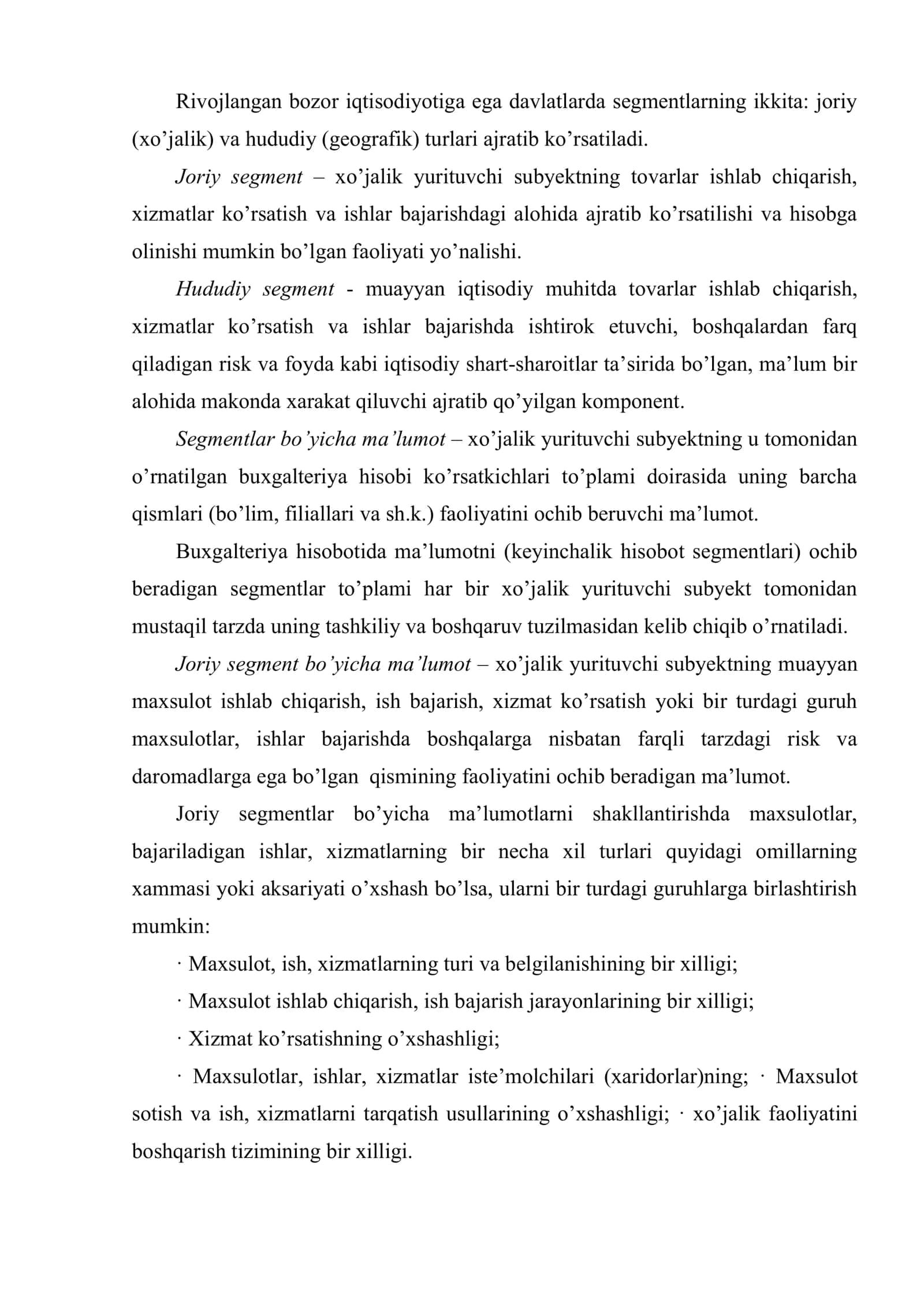 Xo’jalik yurituvchi subyektning segmentar hisoboti 3