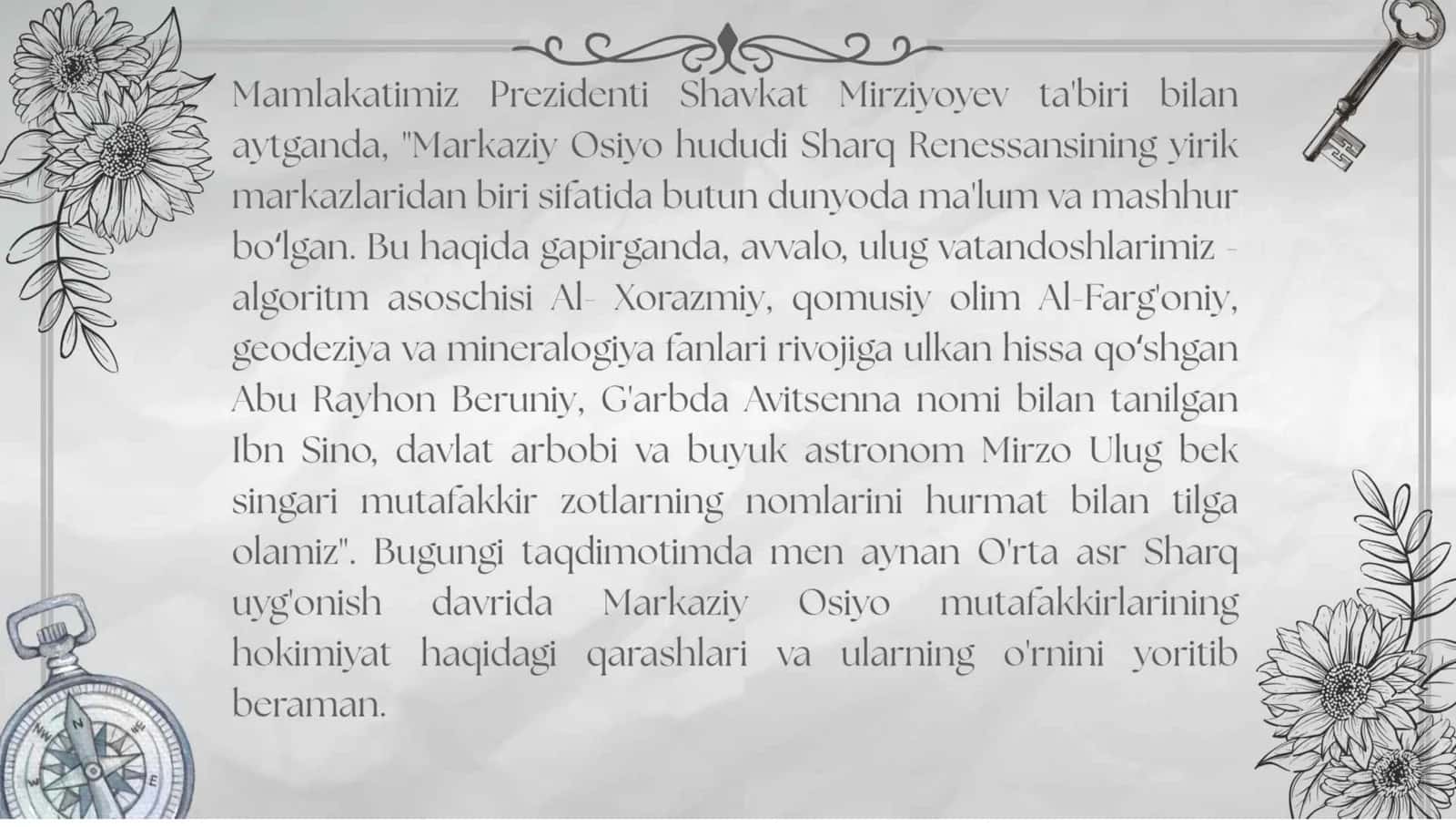 O'RTA ASR SHARQ UYG'ONISH DAVRIDA MARKAZIY OSIYO MUTAFAKKIRLARINING O'RNI 3