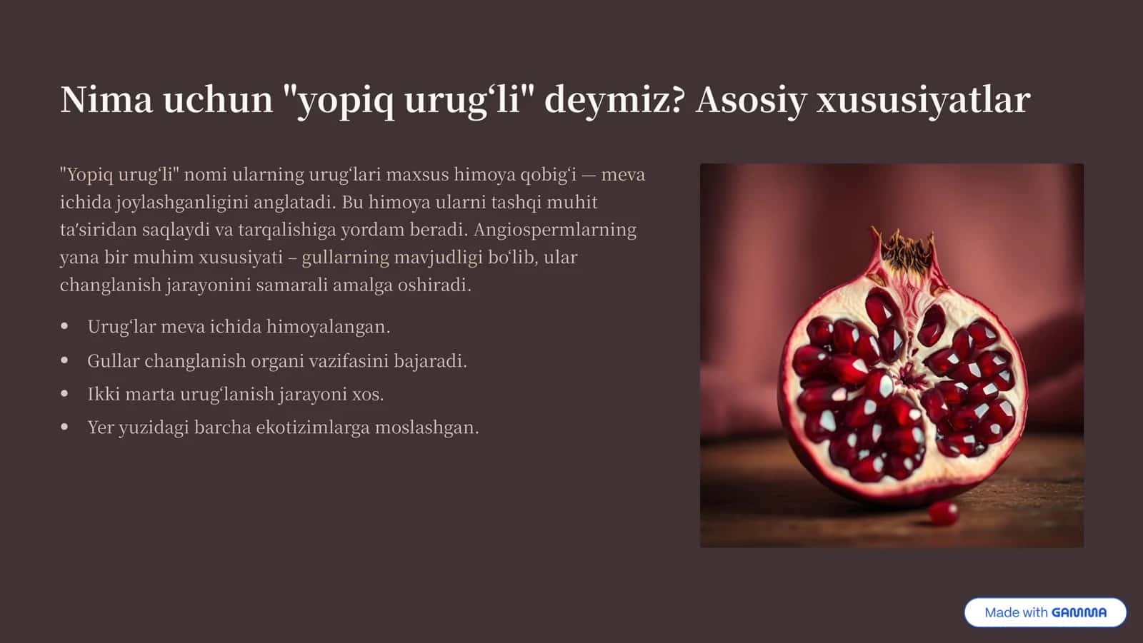 Yopiq Urug»li O»simliklar: Kichik Dunyo, Buyuk Xilma-xillik 3