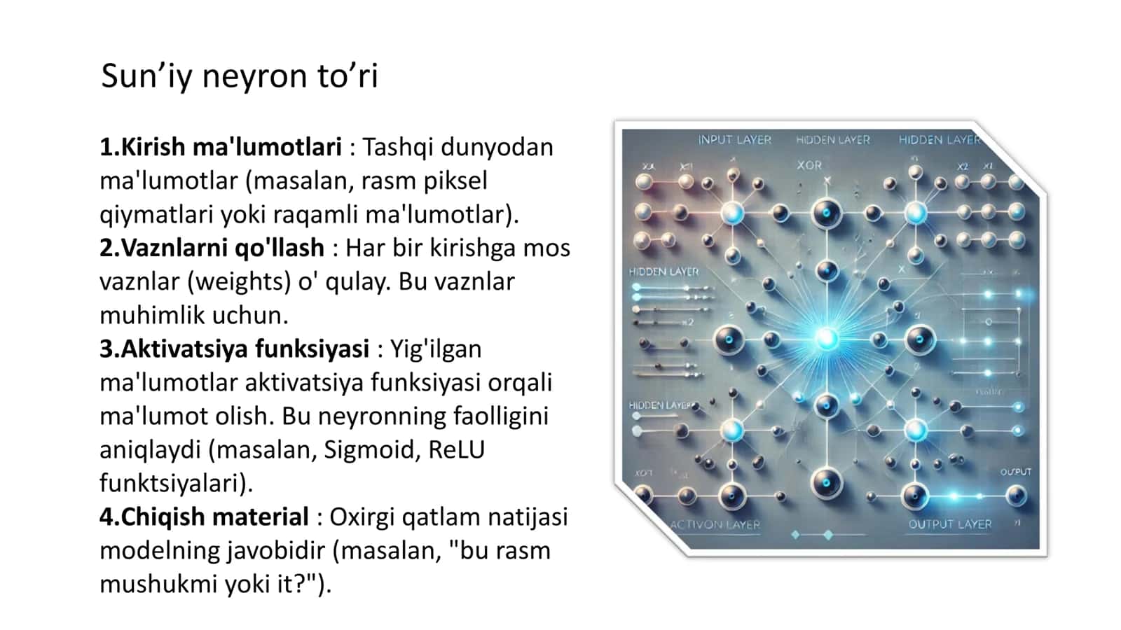 Sun'iy neyron to'ri. Perseptron Modeli 3