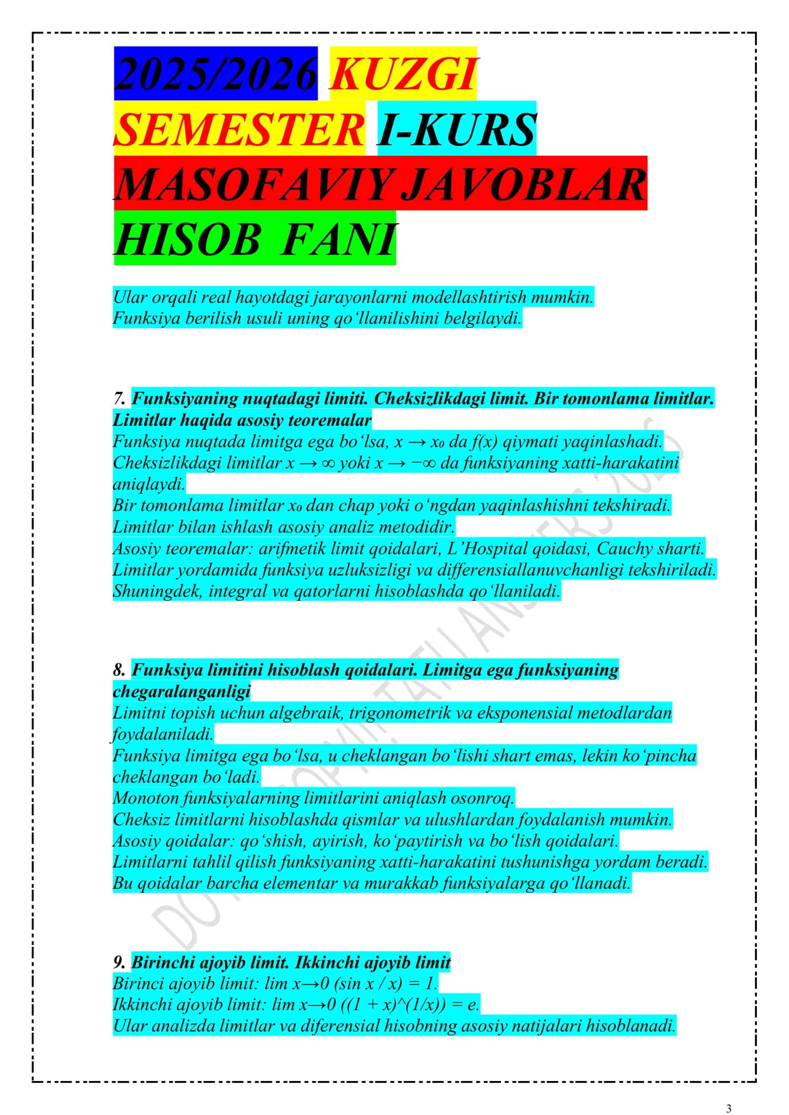 MASOFAVIY JAVOBLAR 3