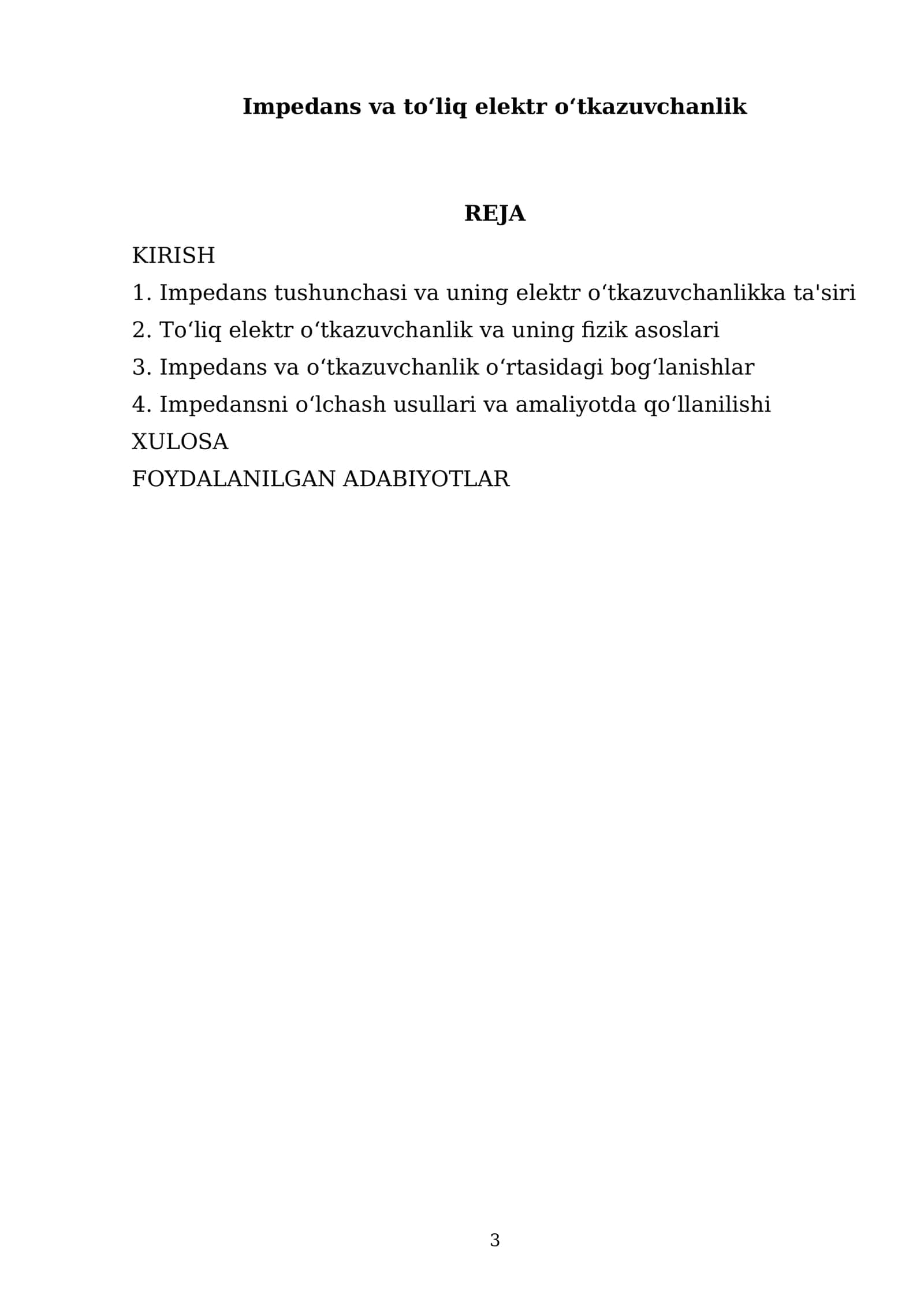 Impedans va to'liq elektr o‘tkazuvchanlik 3