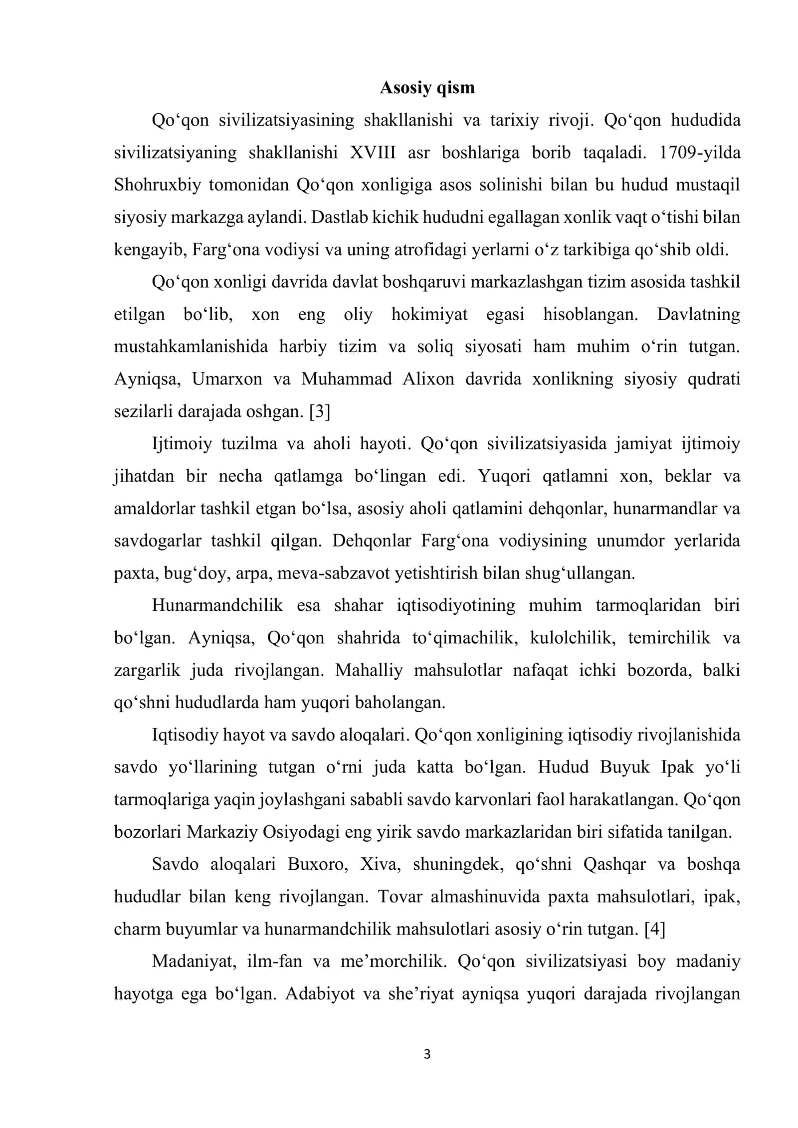 QOʻQON SIVILIZATSIYASINING TARIXIY RIVOJI, IJTIMOIY-IQTISODIY VA MADANIY JIHATLARI 3