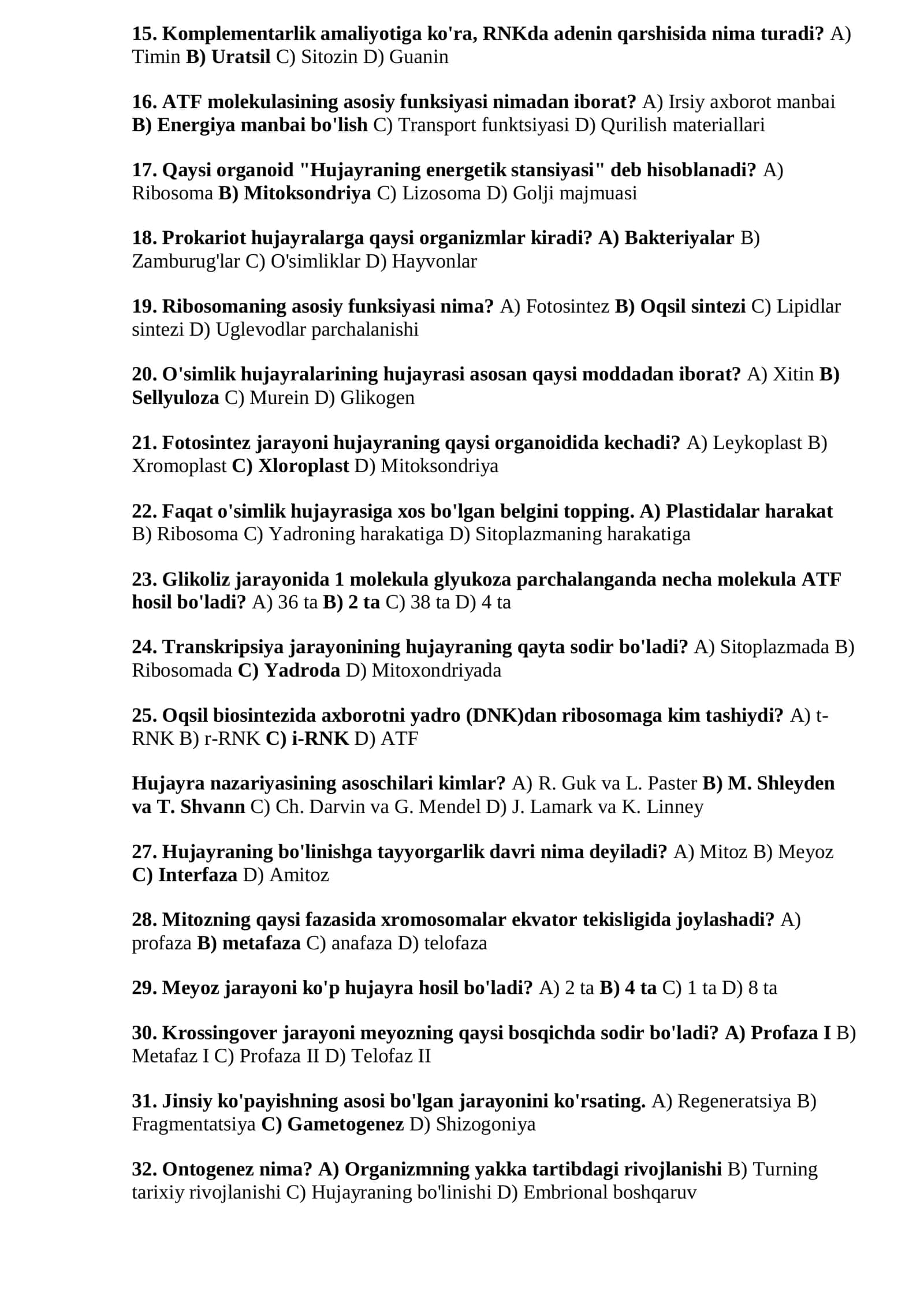 10-SINF BIOLOGIYA FANIDAN  MAVZULASHTIRILGAN TESTLAR 500+ 2026 YIL 3