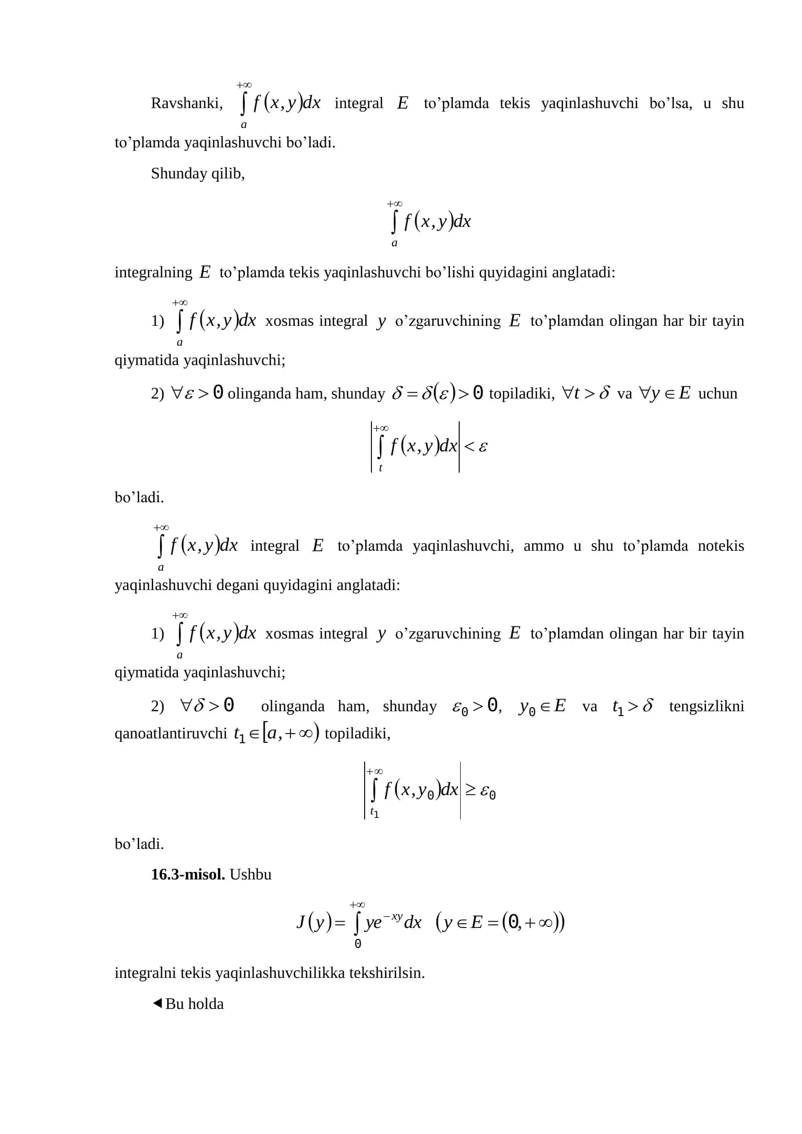 Parametrga bog’liq xosmas integrallar 3