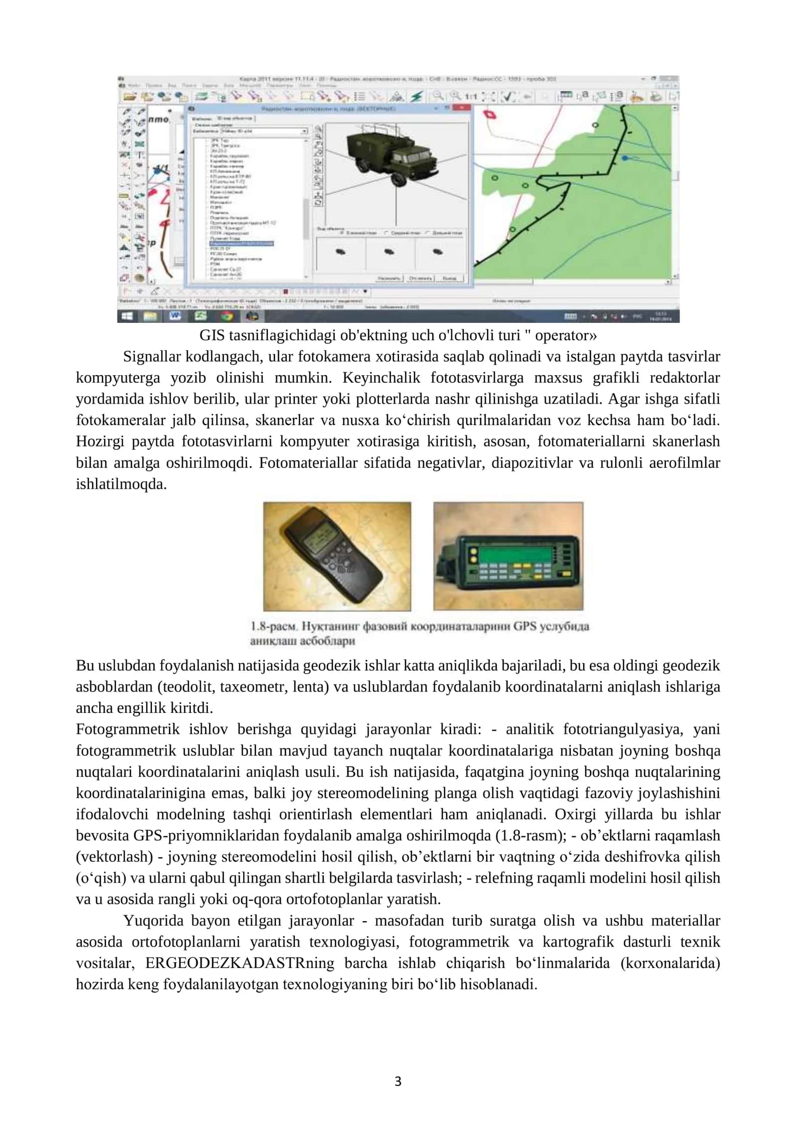 Geoinformatsion tizimlarda ishlash. Zamonaviy avtomatlashtirilgan loyihalash tizimlari Tarmoq ma’lumot bazasi. Bulutli texnologiyalar 3