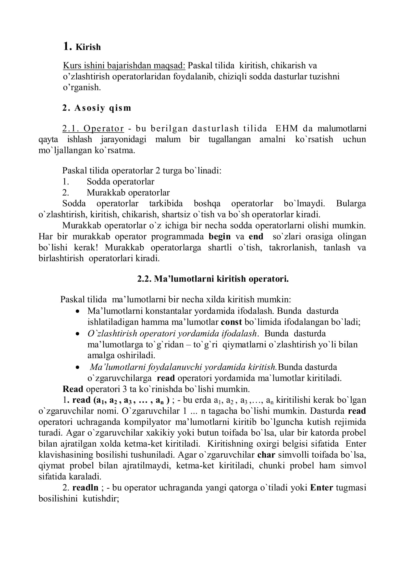 Chiziqiy algoritmni dasturlash 3