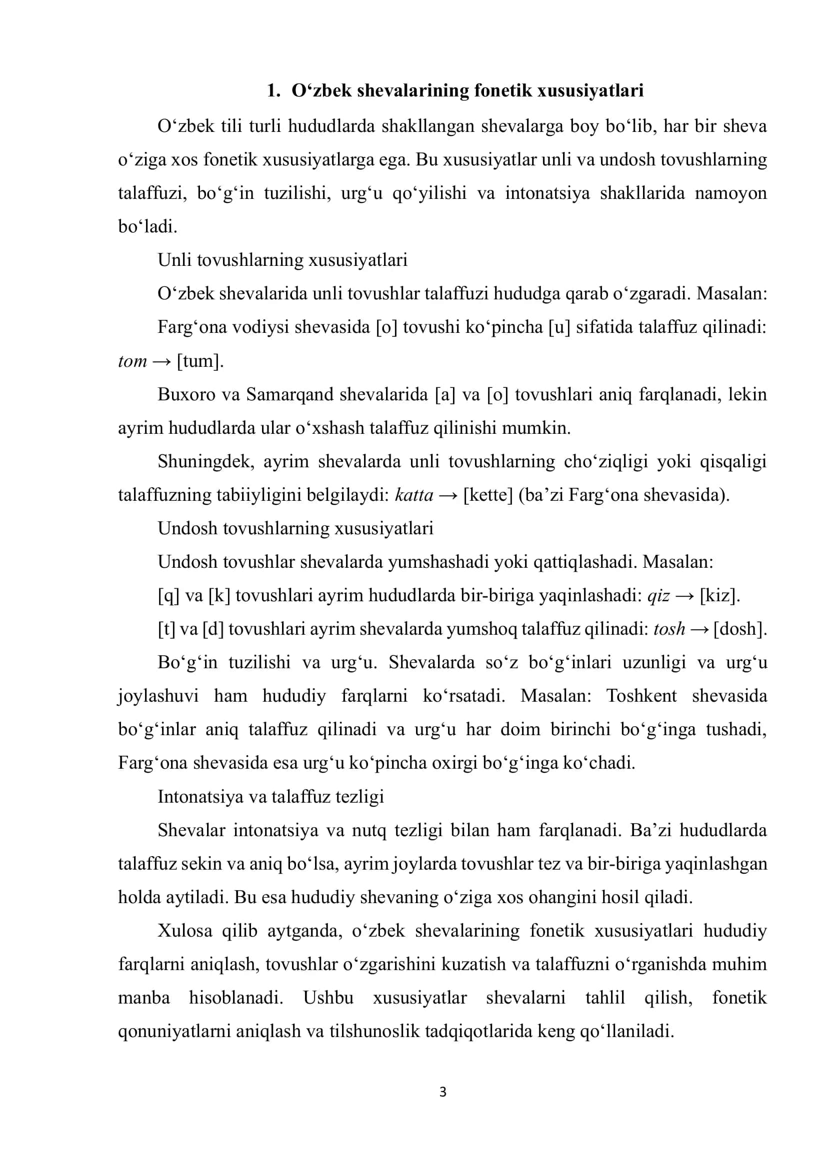 O‘zbek shevalarida uchraydigan fonetik qonunivatlar ustida ishlash 3