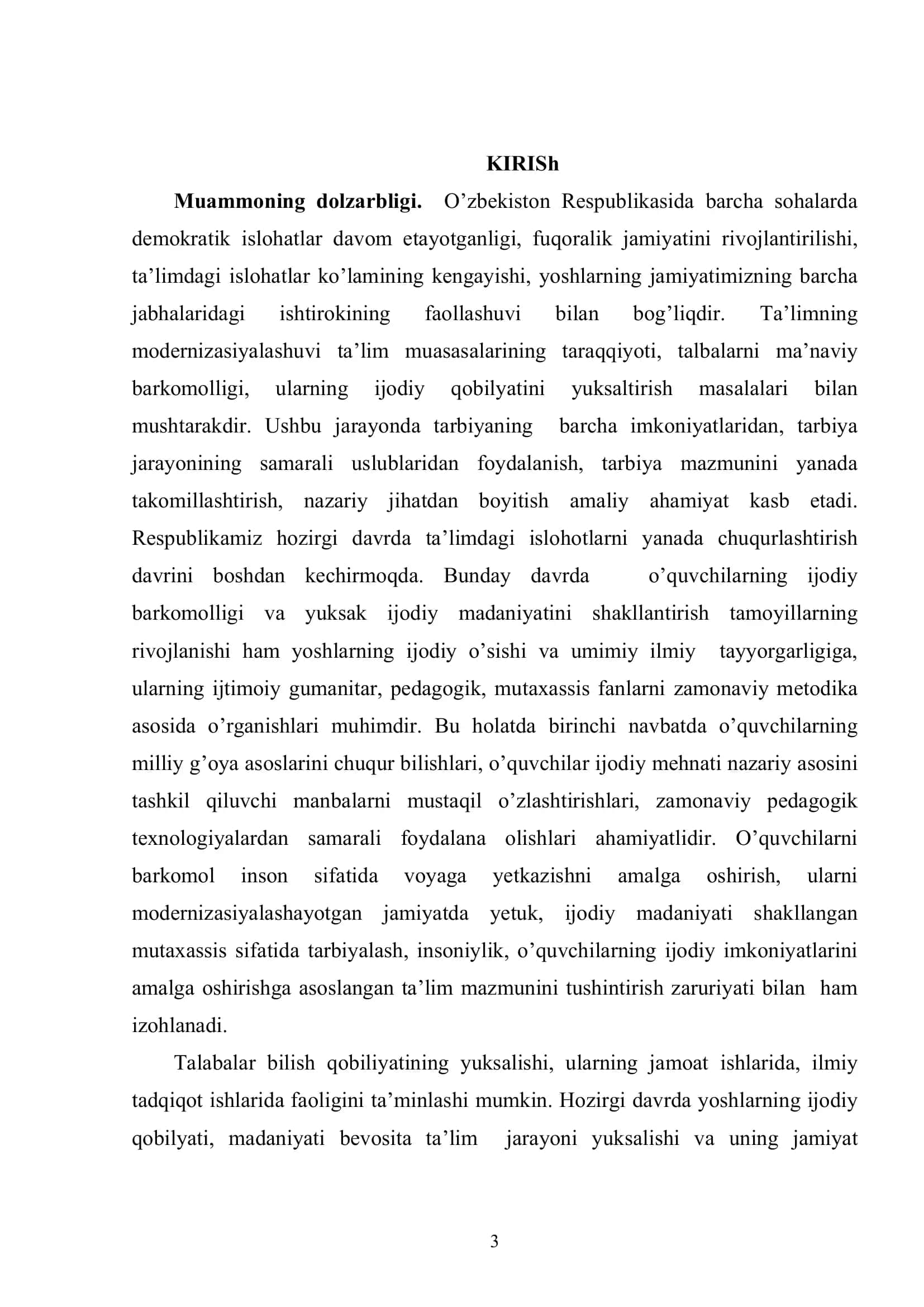 O’ZBEKISTON RESPUBLIKASI XALQ TA’LIMI VAZIRLIGI ABDULLA QODIRIY NOMLI DAVLAT PEDAGOGIKA INSTITUTI PEDAGOGIKA-PSIXOLOGIYA FAKULTETIINING PEDAGOGIKA VA PSIXOLOGIYA KAFEDRASI “Himoya qilishga ruxsat beraman” 3