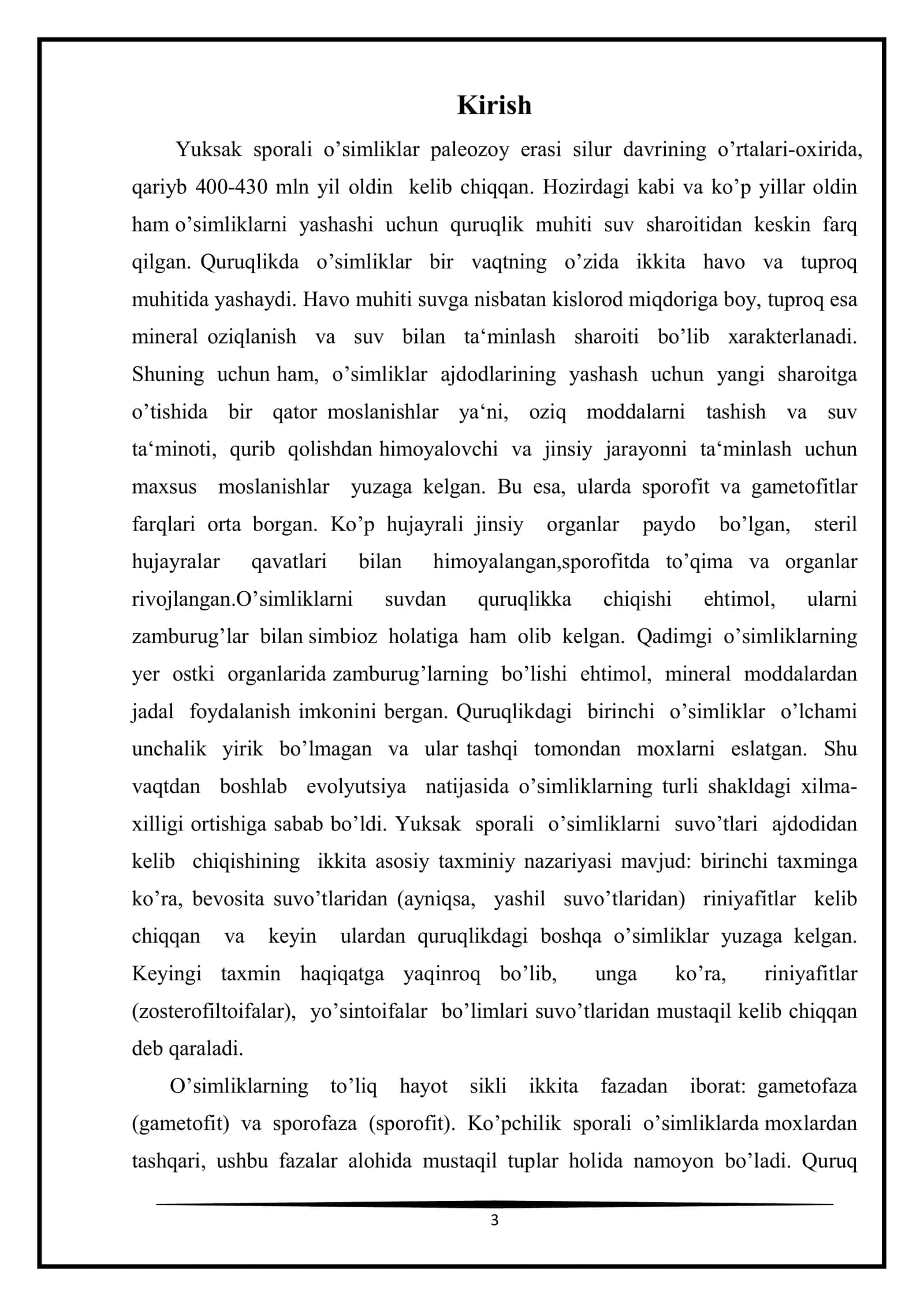 “YO’SINTOIFA O’SIMLIKLAR BOLIMI” MAVZUSIDAN 3