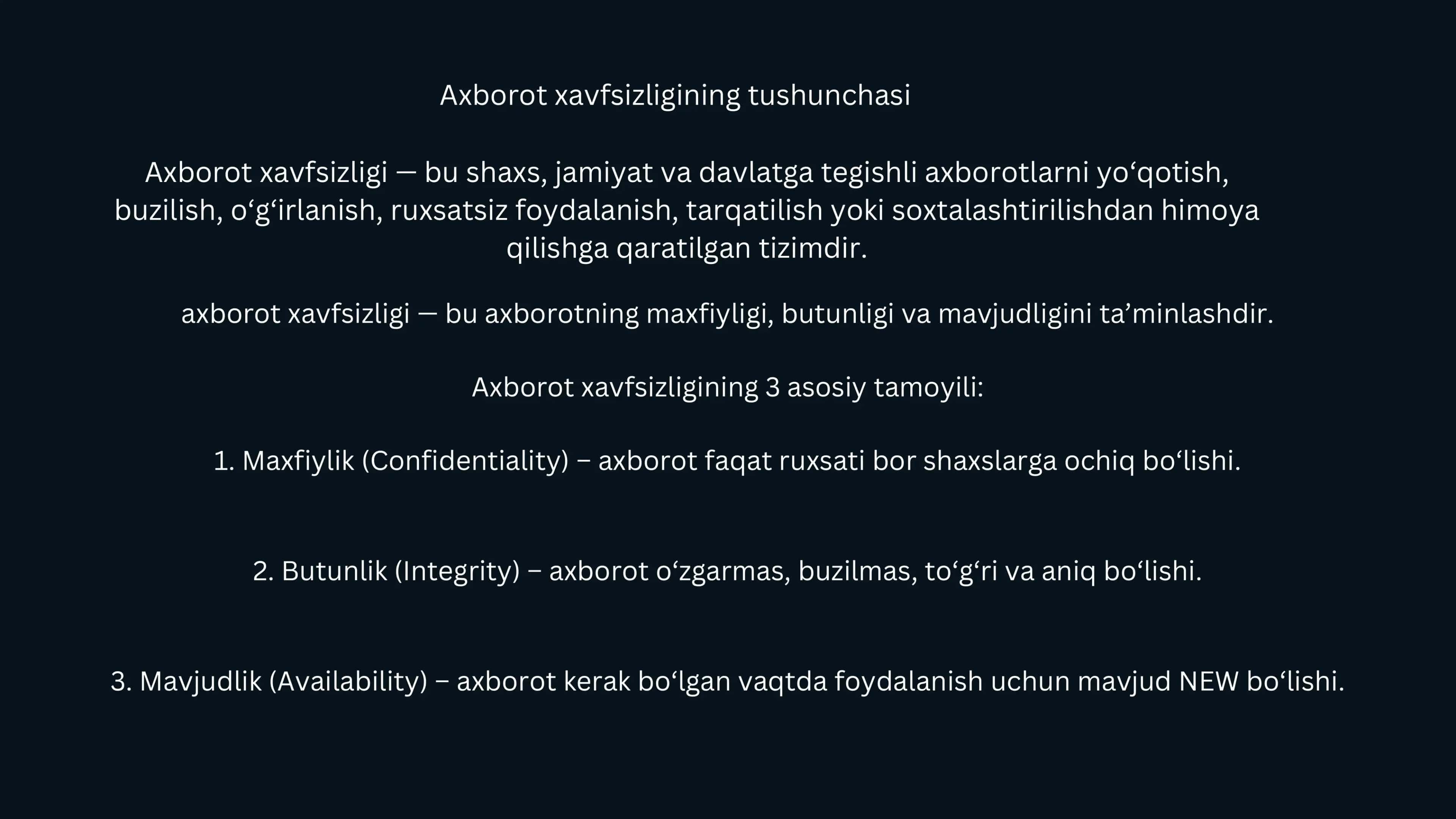O‘ZBEKISTONDA AXBOROT XAVFSIZLIGINING MANAVIY VA HUQUQIY ASOSLARI 3