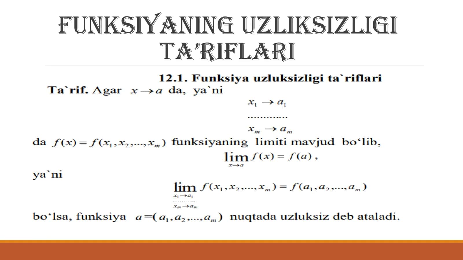 KO’P O’ZGARUVCHI FUNKSIYALAR TUSHUNCHASI 3