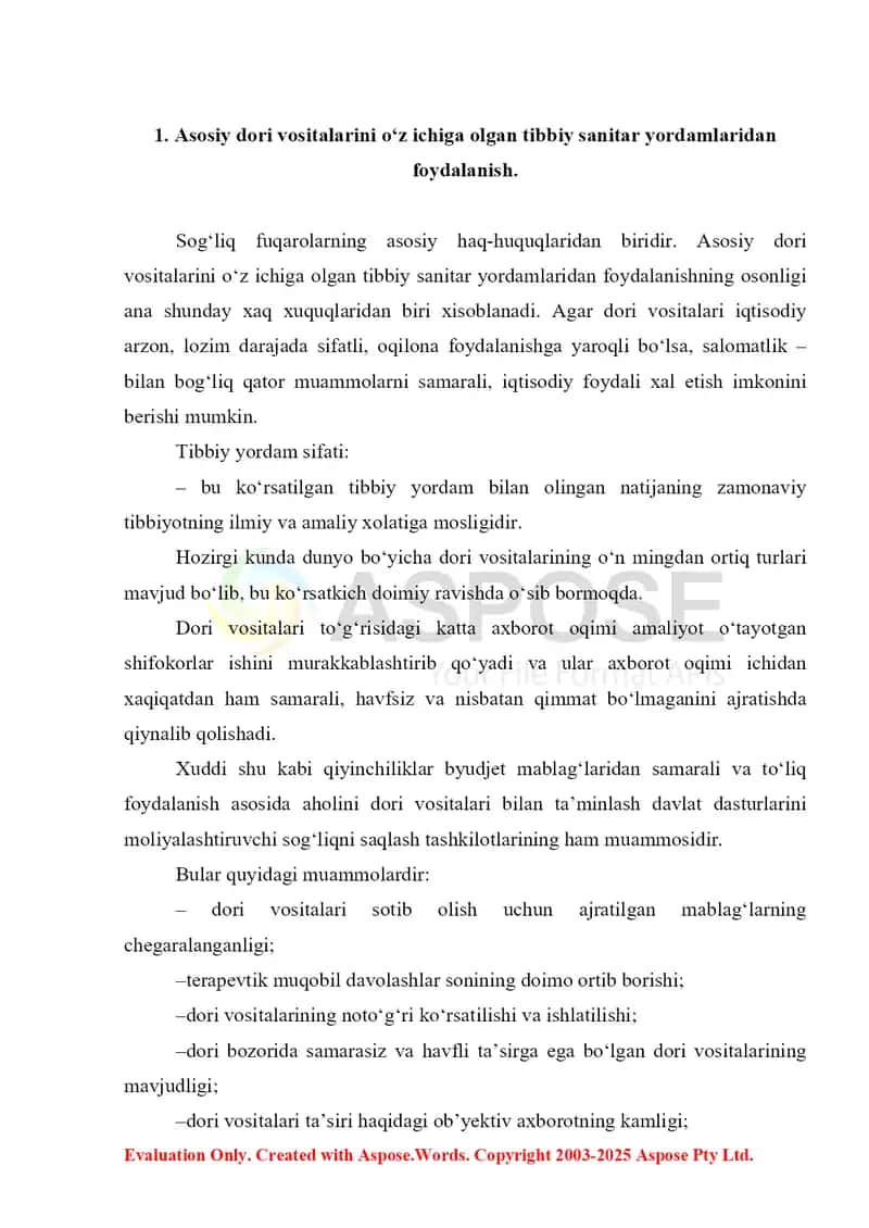5. Shifoxonada formulyar tizimini qo‘llanilishi. Referat 8 bet. 3
