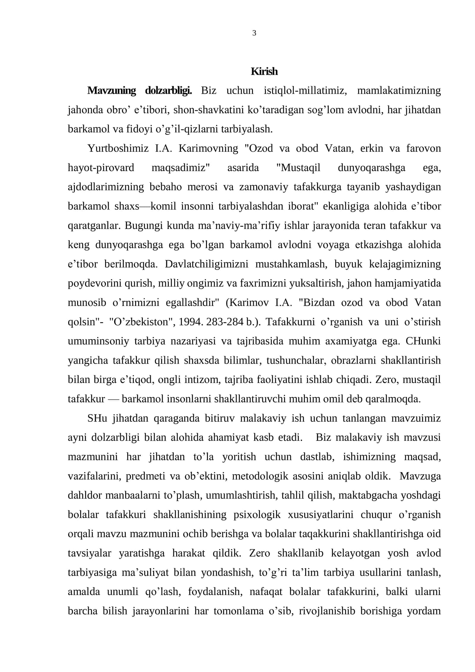 Maktabgacha ta’lim yo’nalishi bo’yicha 3