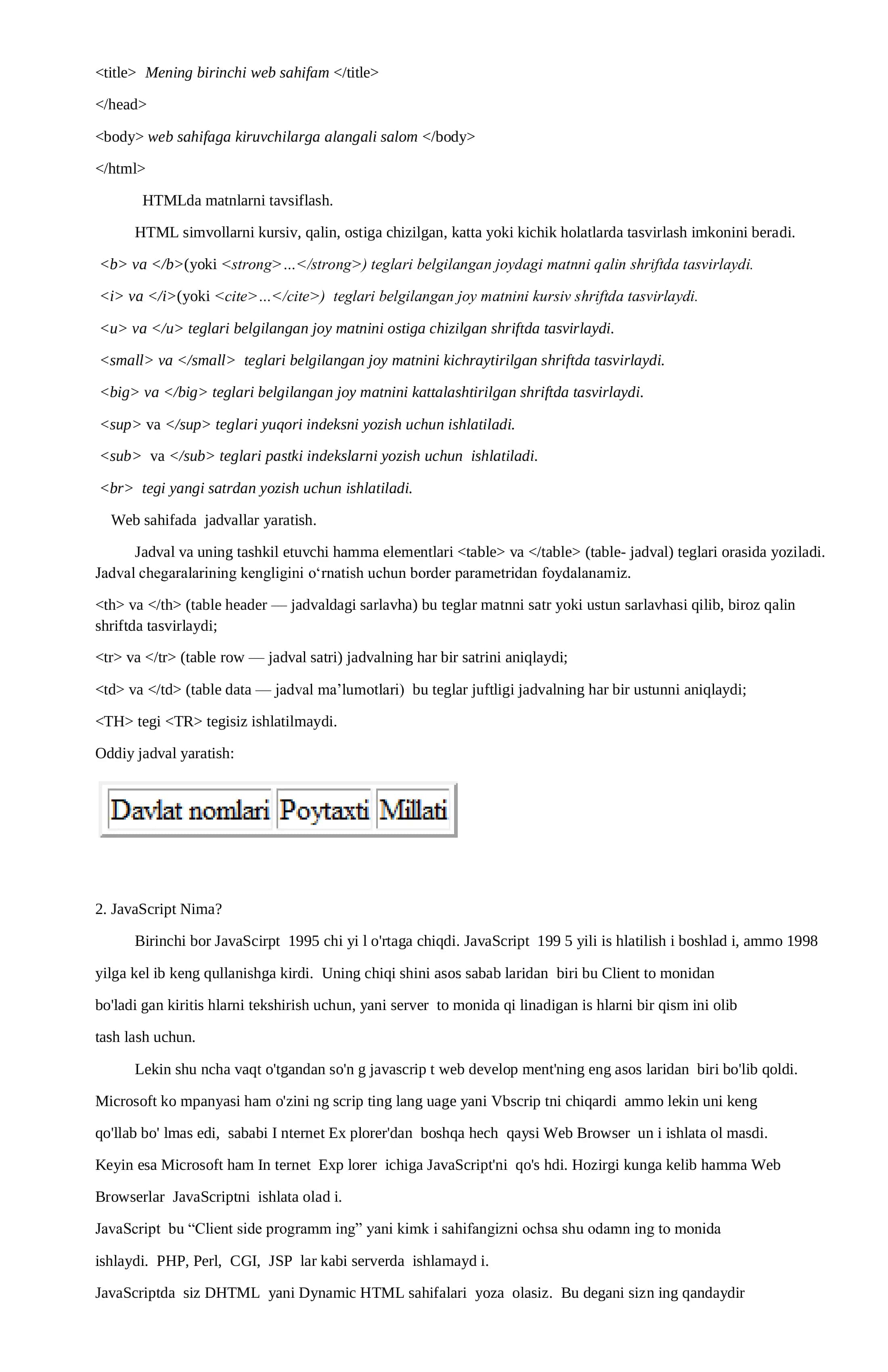 HTML va JavaScriptning Window,Screen obyekrlari va uning metod,xususiyat,ichki 3