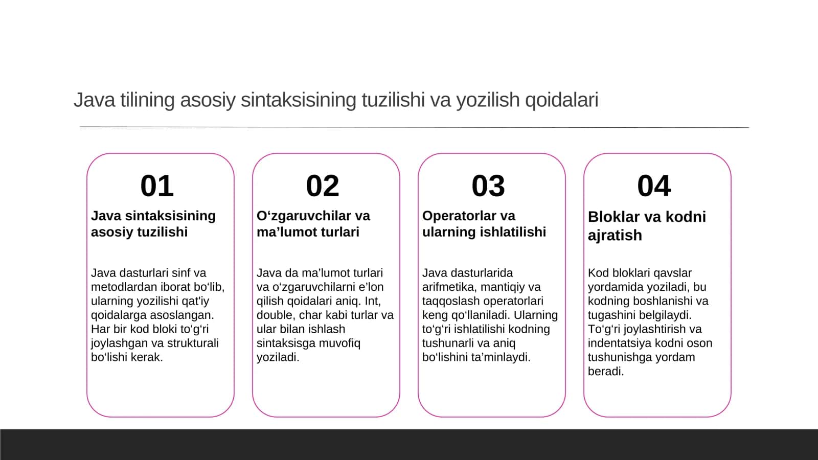 Java tilining asosiy elementlarini tahlil qilish 3