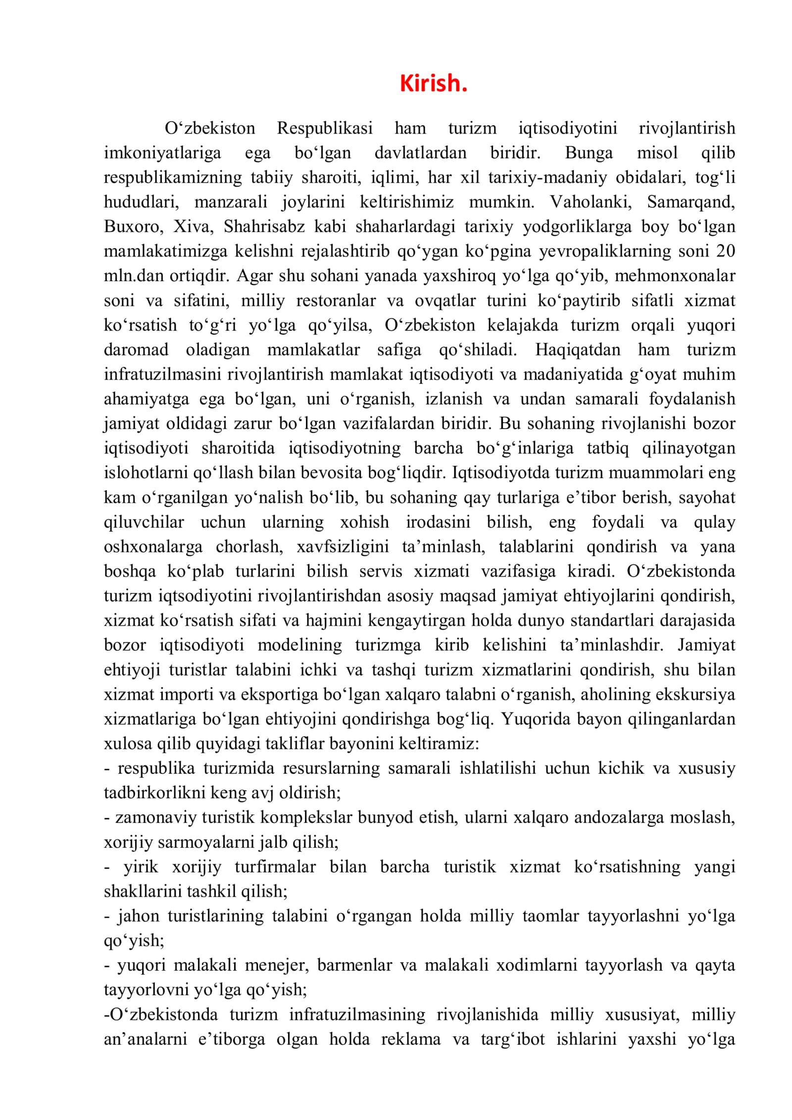 O’zbekistonda turizm sohasining rivojlanishi 3
