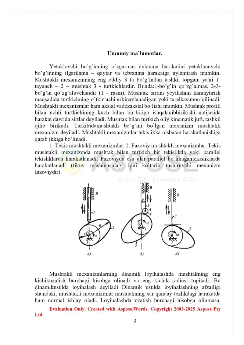 Mashinaning mushtli mexanizmlarini hisoblash 3
