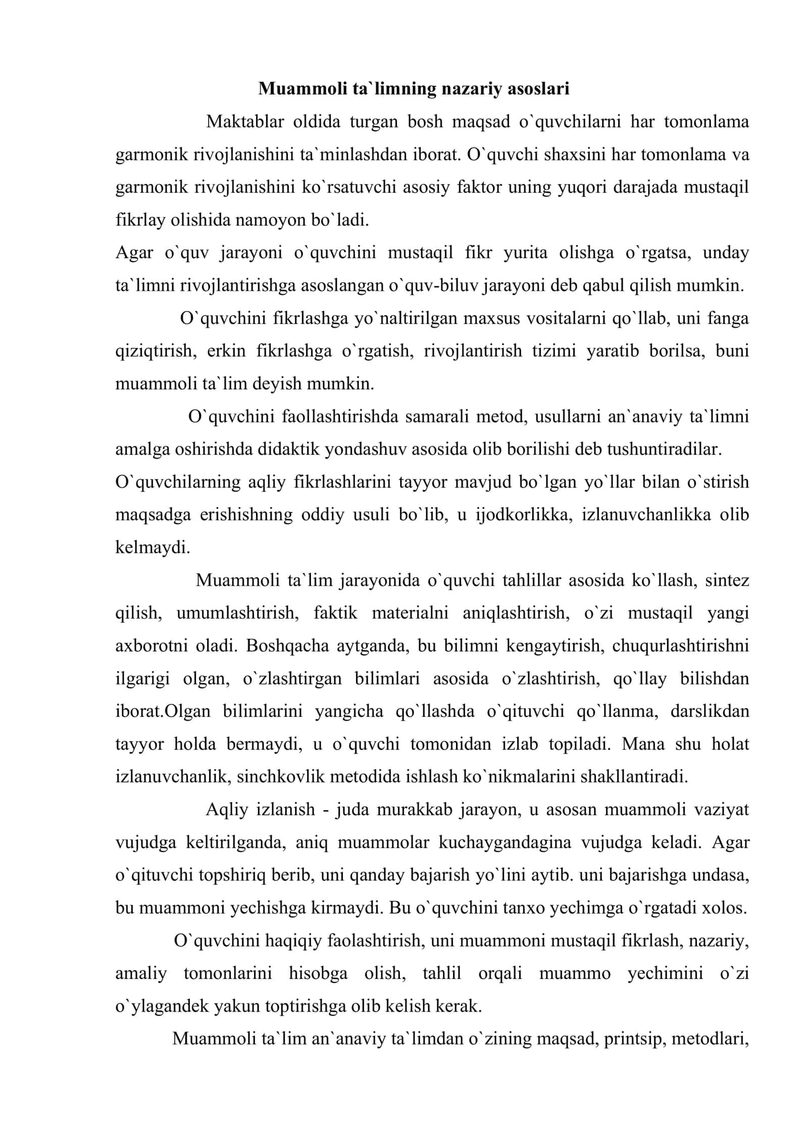 Muammоli ta`lim texnоlоgiyasi asоslari 3