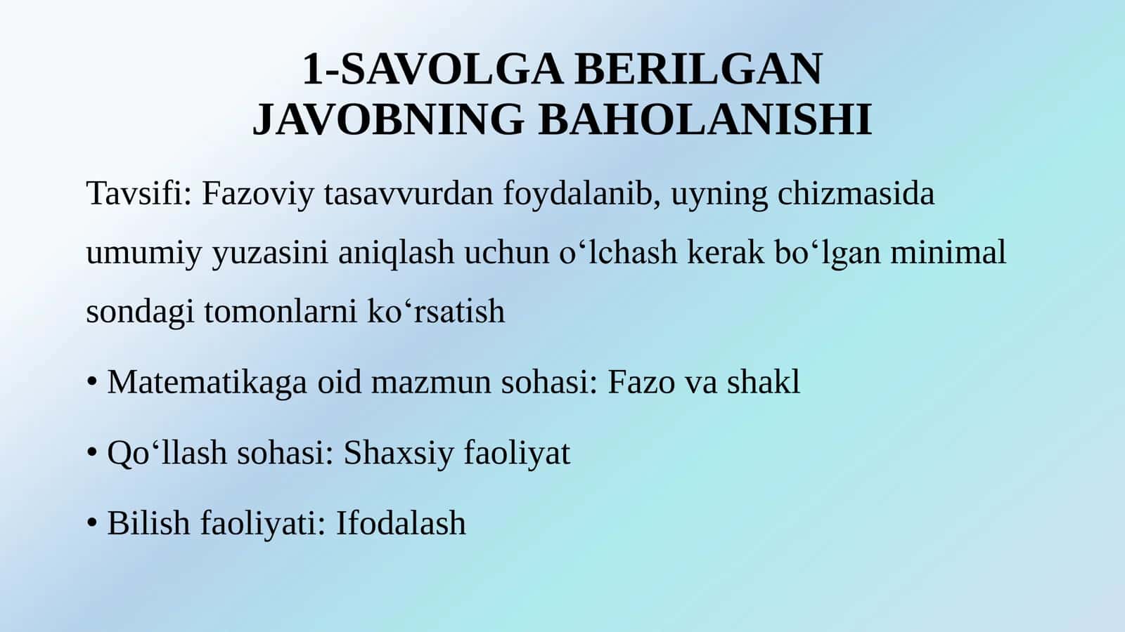 Matematik savodxonlikni baholash bo‘yicha masalalardan namunalar va tavsiyalar 3