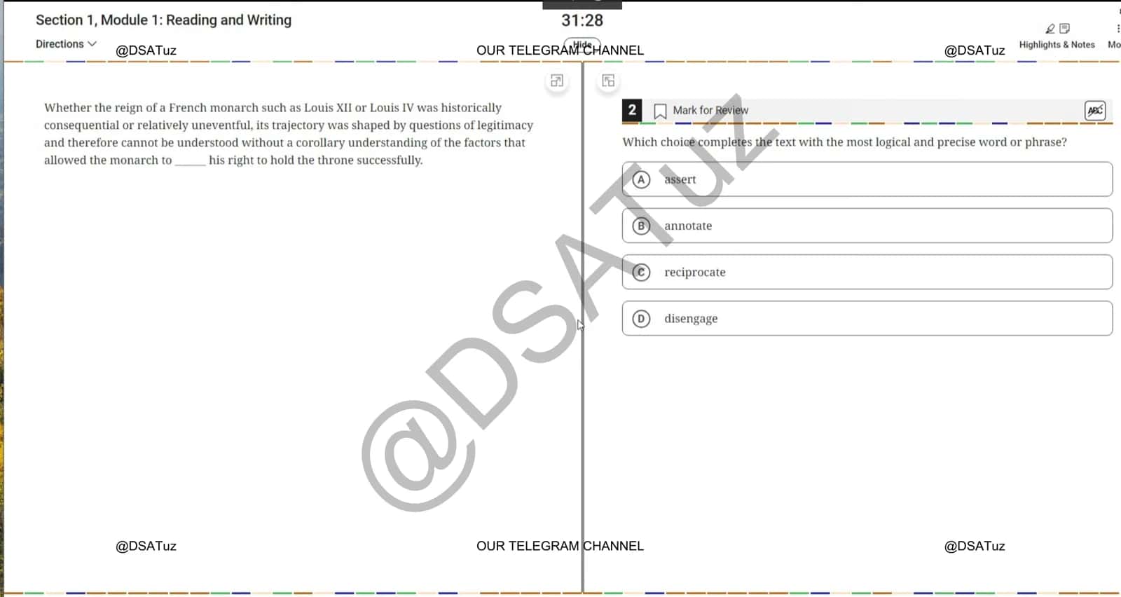 Digital SAT Actual Test with Key 3