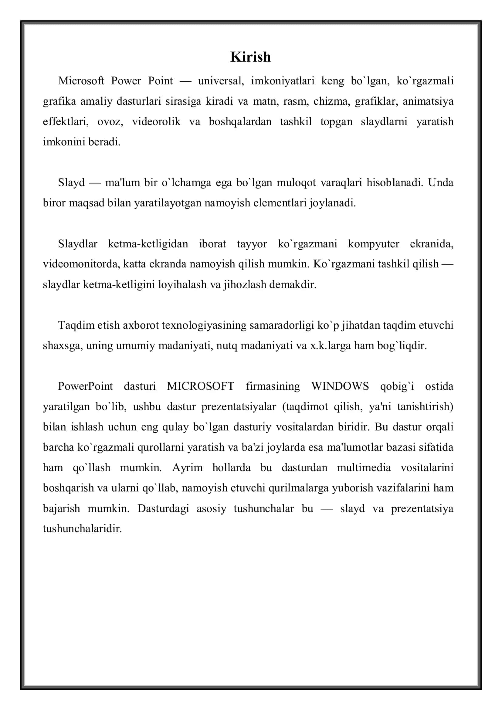 Microsoft Power Point dasturi haqida 3