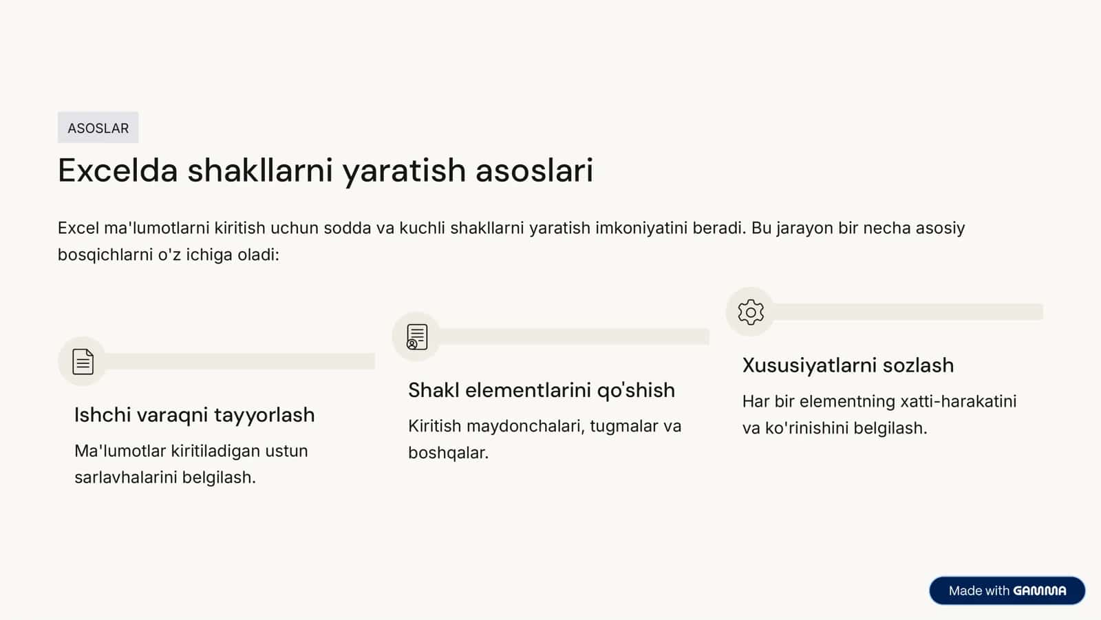 Excelda ma'lumotlarni to'plash shaklini tuzish 3
