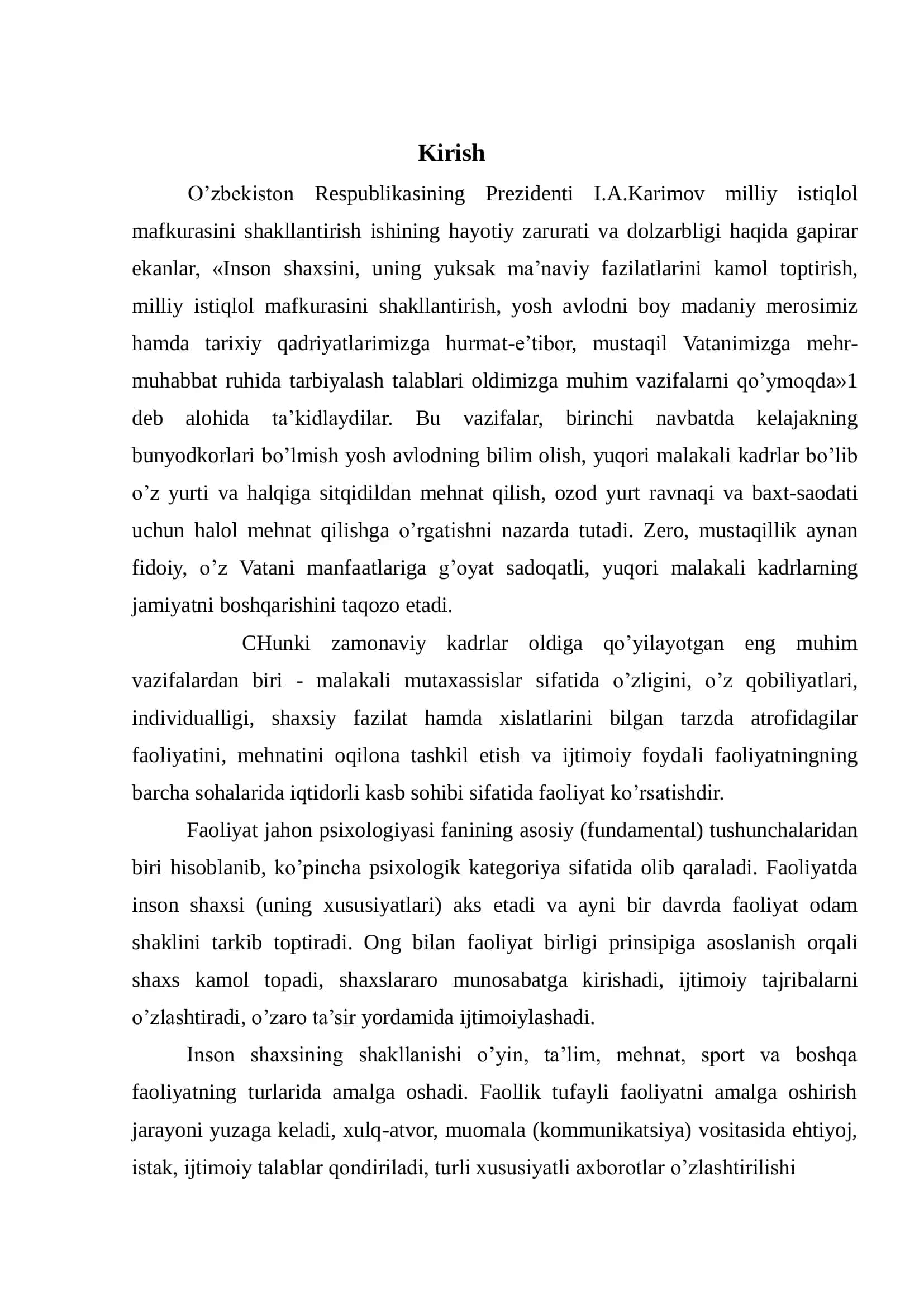 Faoliyat va faoliyatni interiorizatsiyalash va ekstreoriozatsiyalash 3