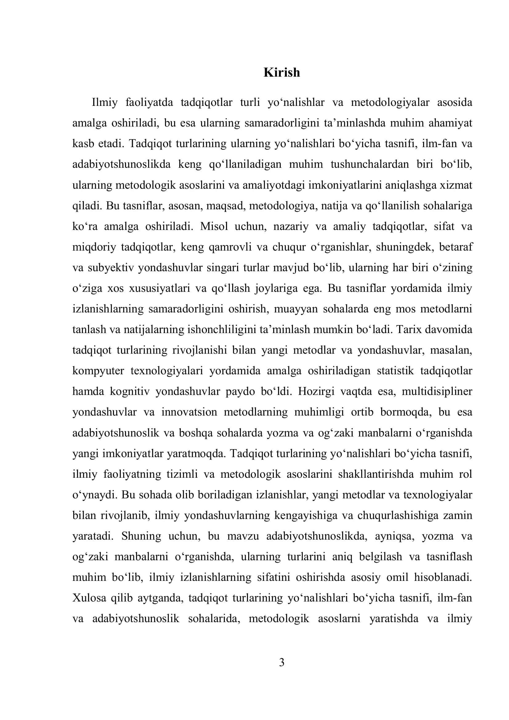 Tadqiqot turlarini ularning yoʻnalishlari boʻyicha tasniflanishi 3