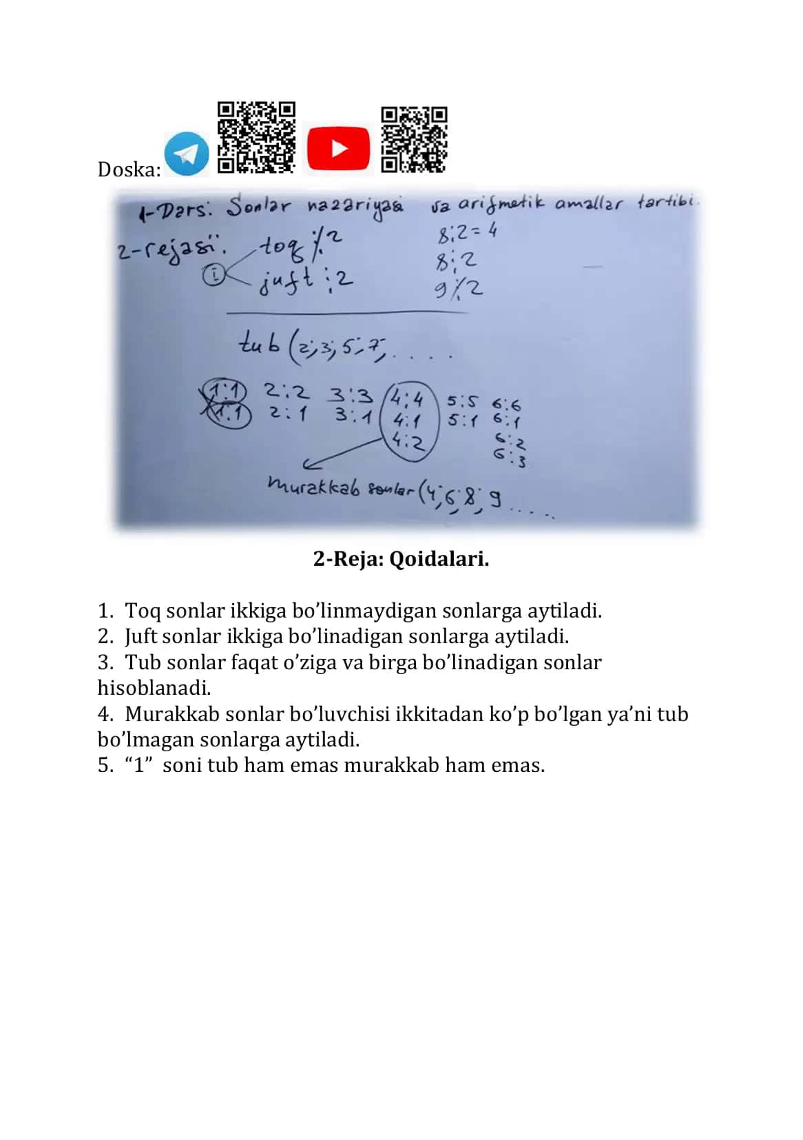 Sonlar nazariyasi va arifmetik amallar tartibi 3