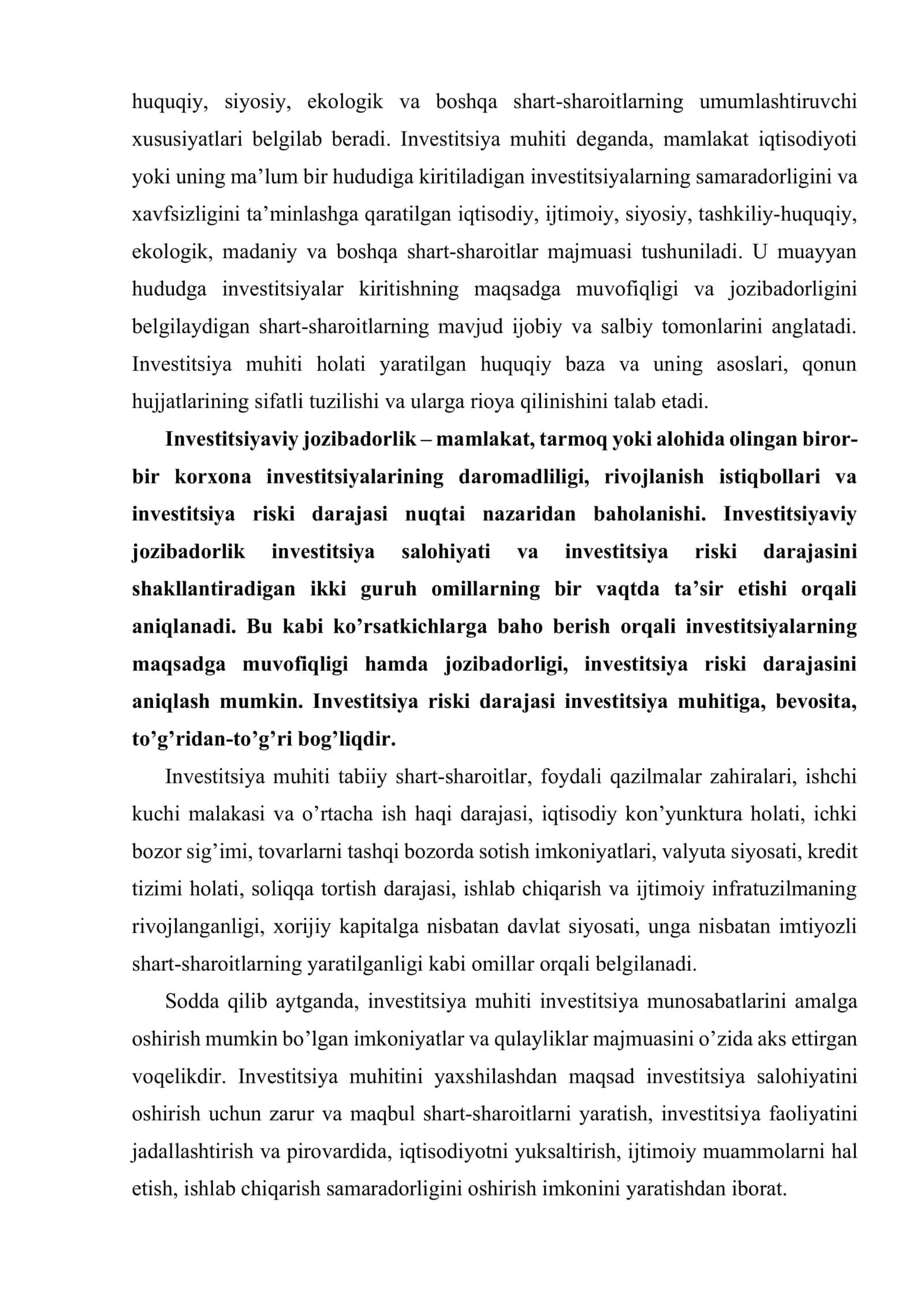 Investitsiya faoliyatini rivojlantirish investitsiya muhitini o’rni 3