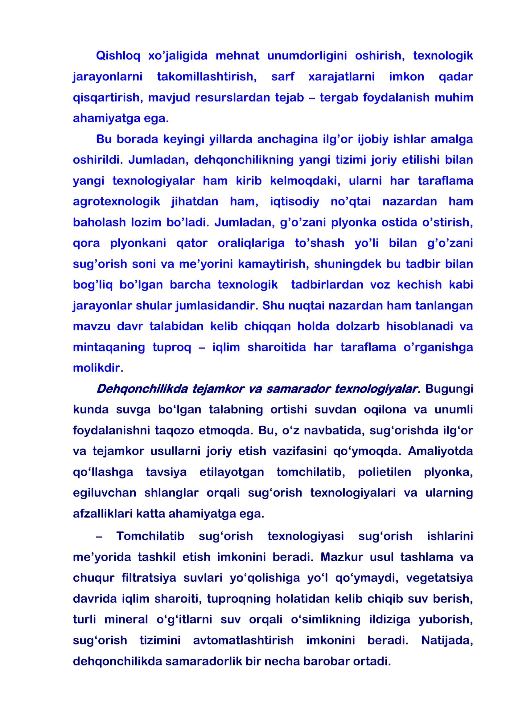 Dehqonchilikka qo‘llashga tadbiq qilingan yangi texnologiyalar haqida ma’lumot 3