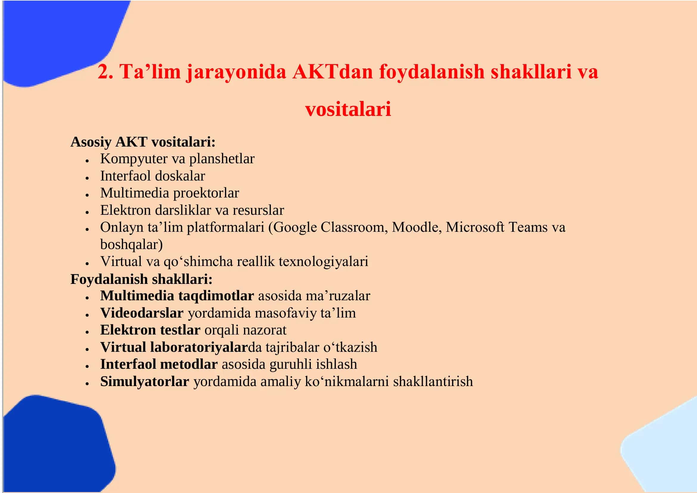 PEDAGOGIK FAOLIYATDA AKTDAN FOYDALANISH 3