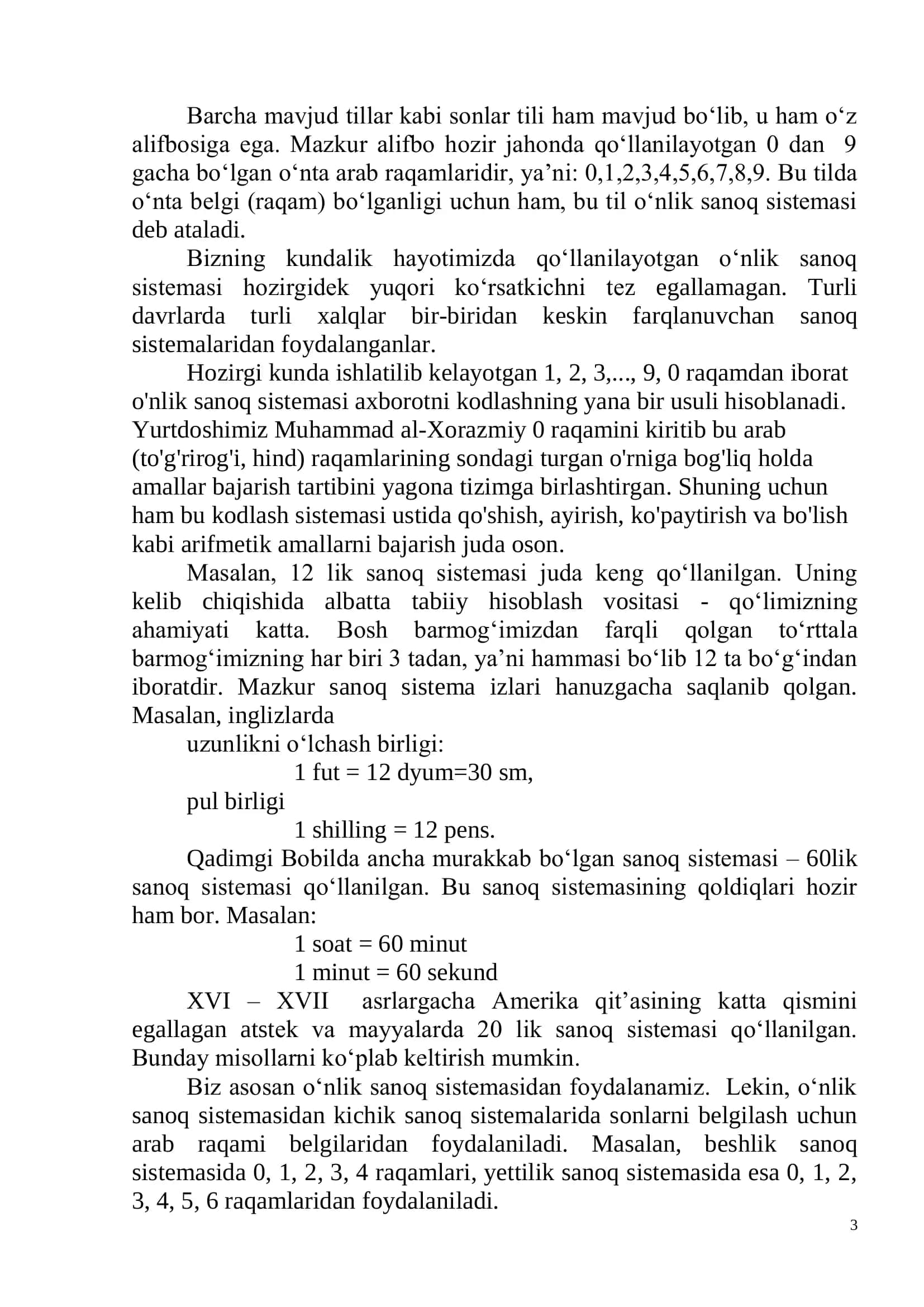 Sanoq Sistemalari 3
