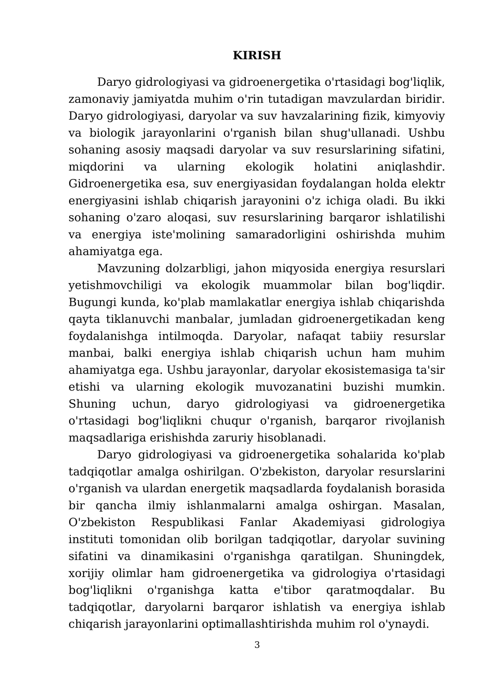 Daryo gidrologiyasi va gidroenergetika o'ziga xos bog'liqlik 3