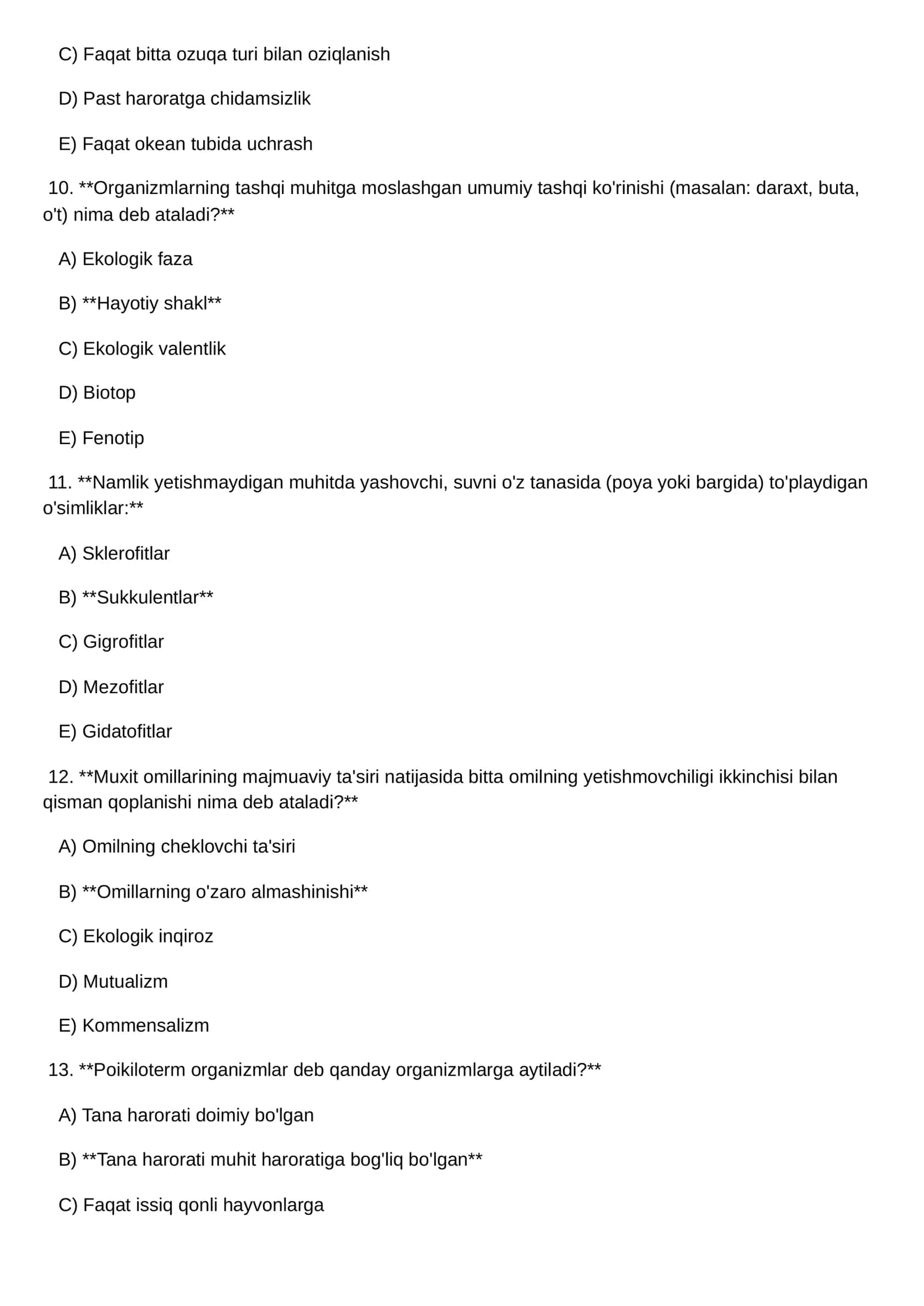 Ekologik valentlik, Minimum qonuni, Gidrobiontlar, Tolerantlik qonuni 3