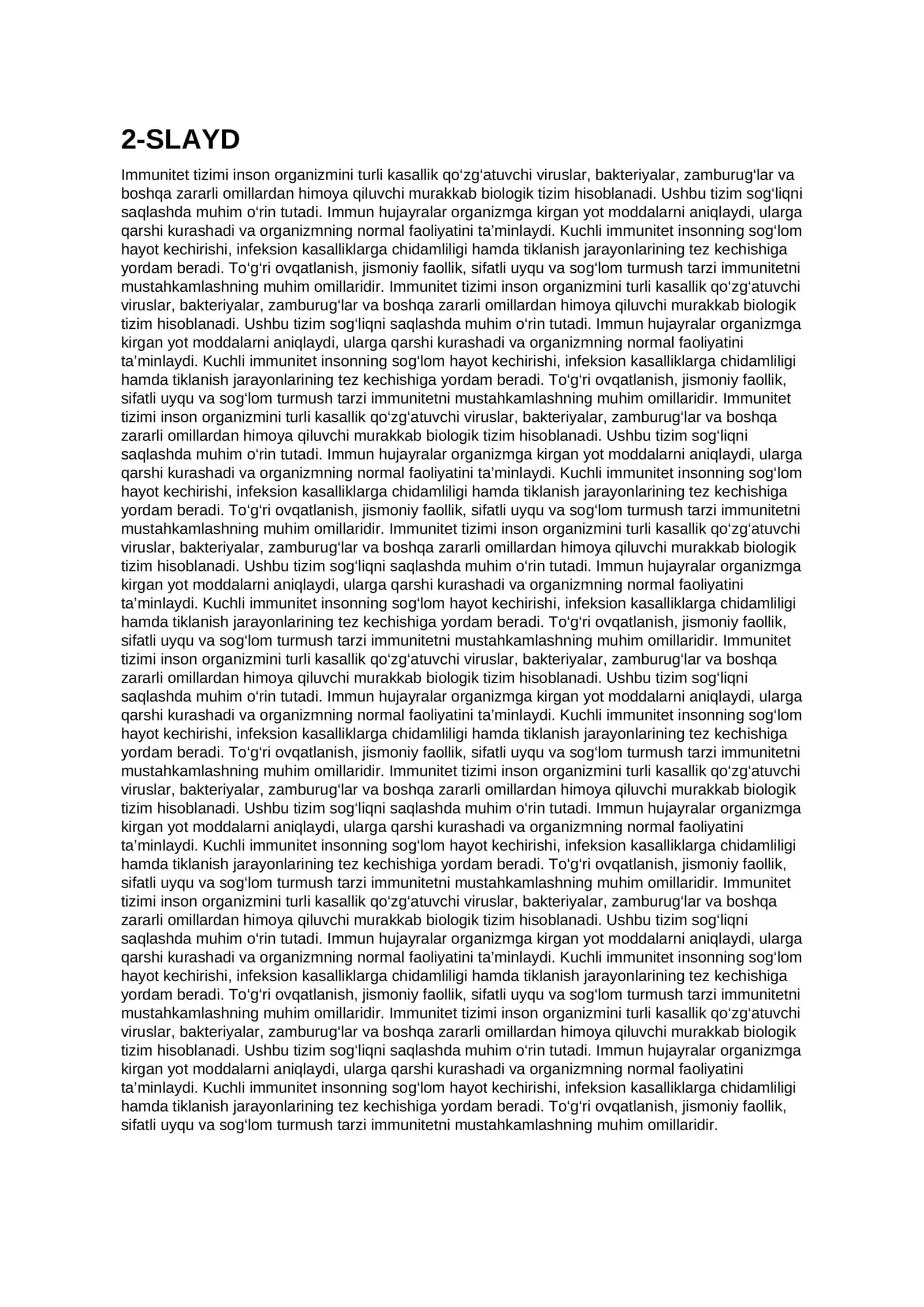IMMUNITET TIZIMI VA UNING INSON SALOMATLIGIDAGI AHAMIYATI 1-SLAYD 3