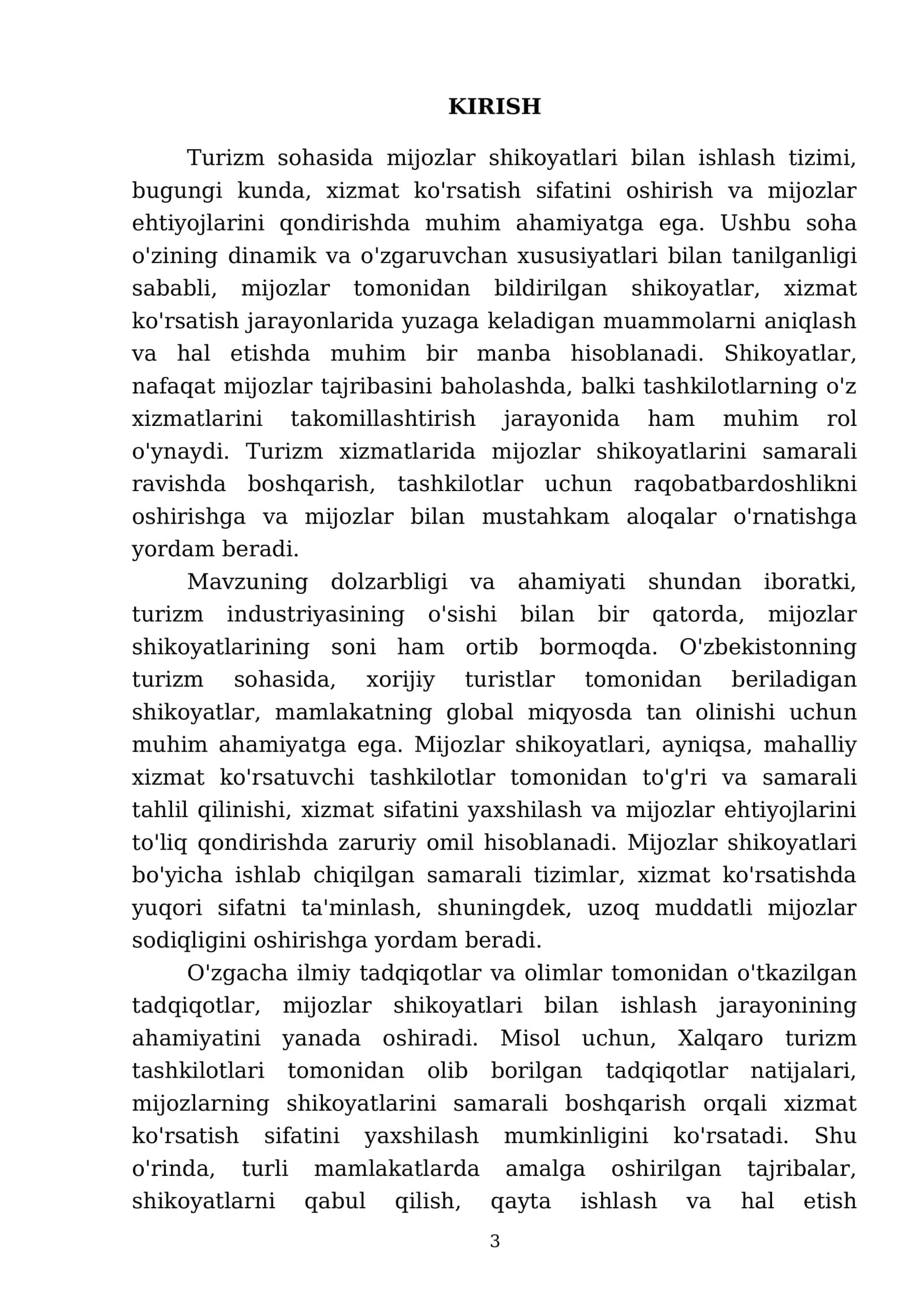 “Turizm xizmatlarida mijozlar shikoyatlari bilan ishlash tizimi” 3
