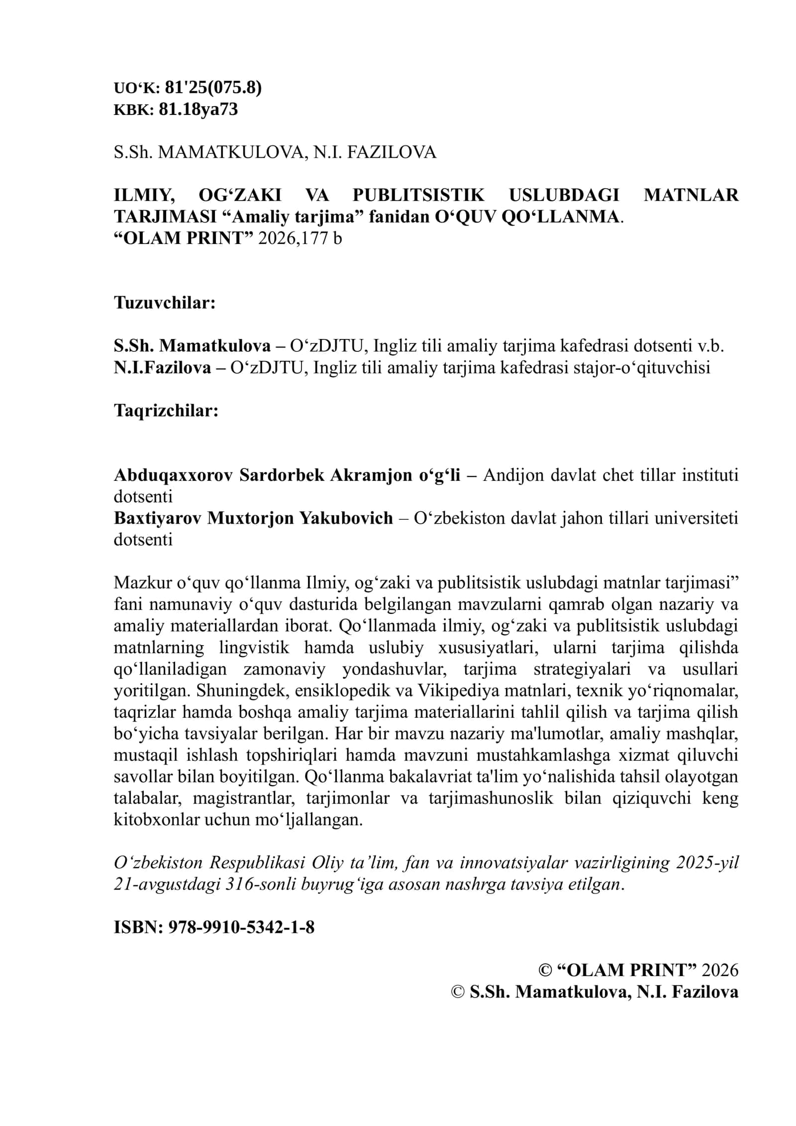 Ilmiy, og'zaki va publitsistik uslubdagi matnlar tarjimasi 3
