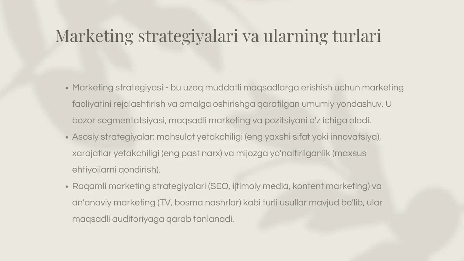 Marketingning sotishga taʼsirini oʻrganish 3
