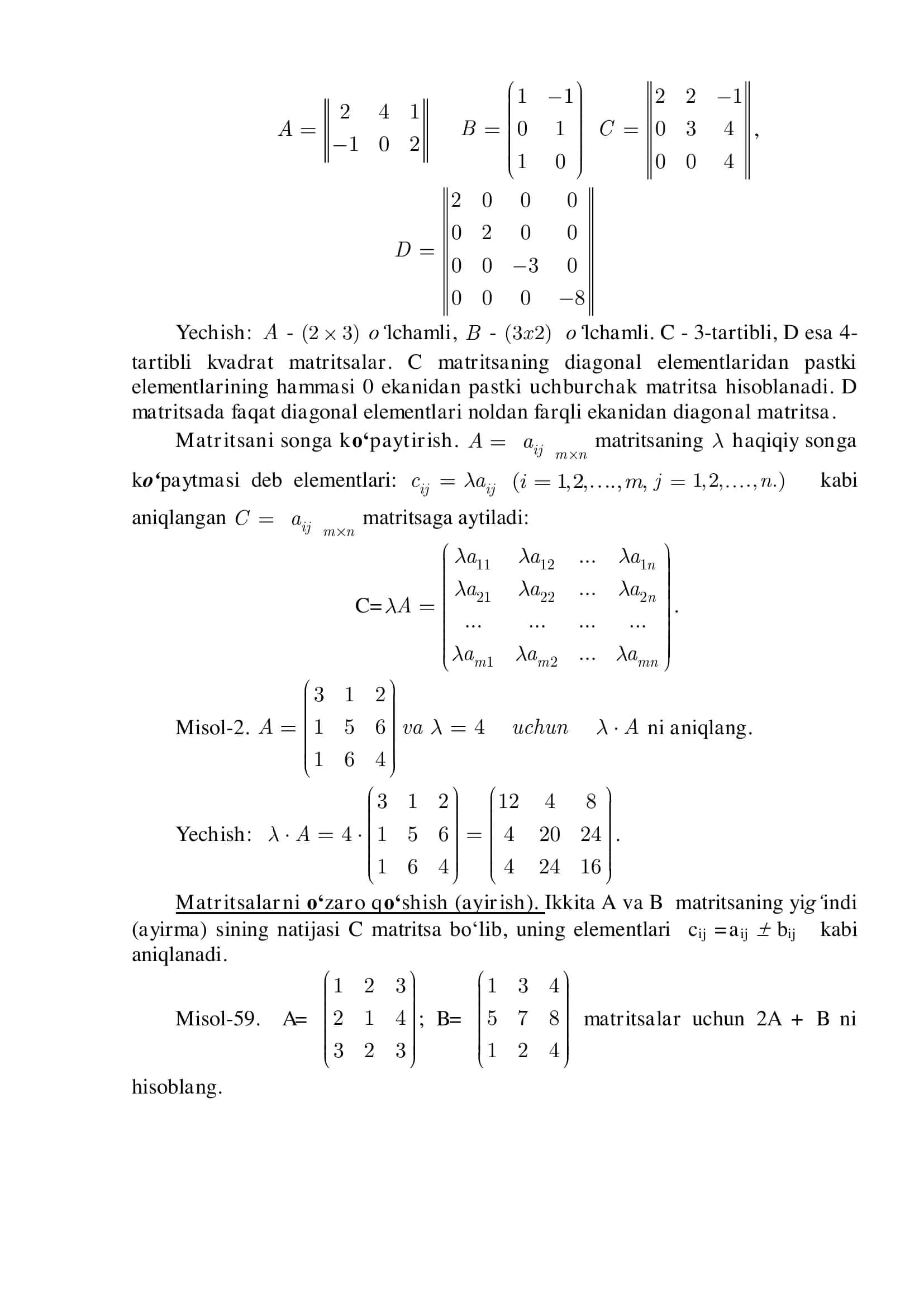 Matritsalar algebrasi 3