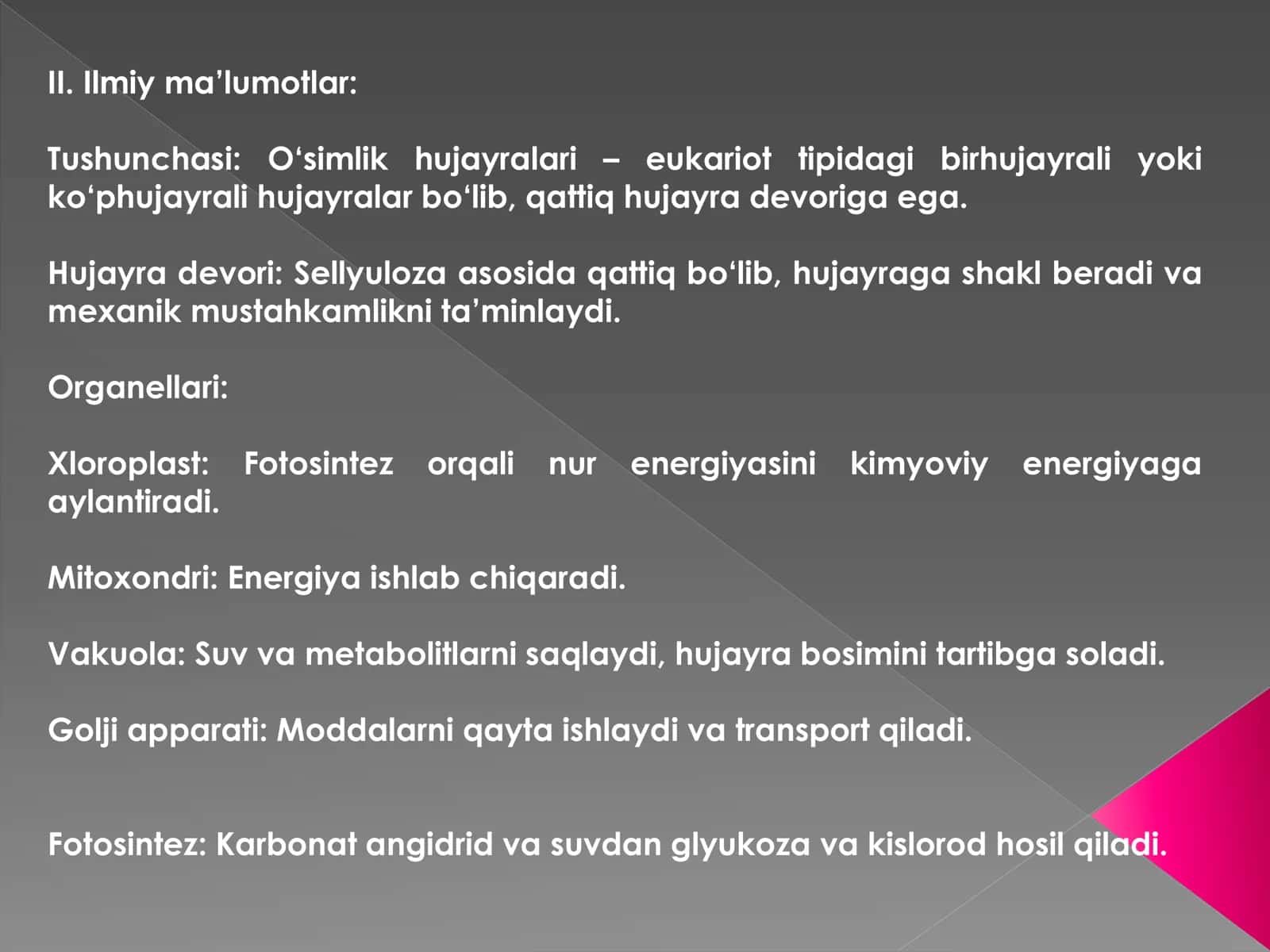 O„simliklar va hayvon hujayralari tuzilishi 3
