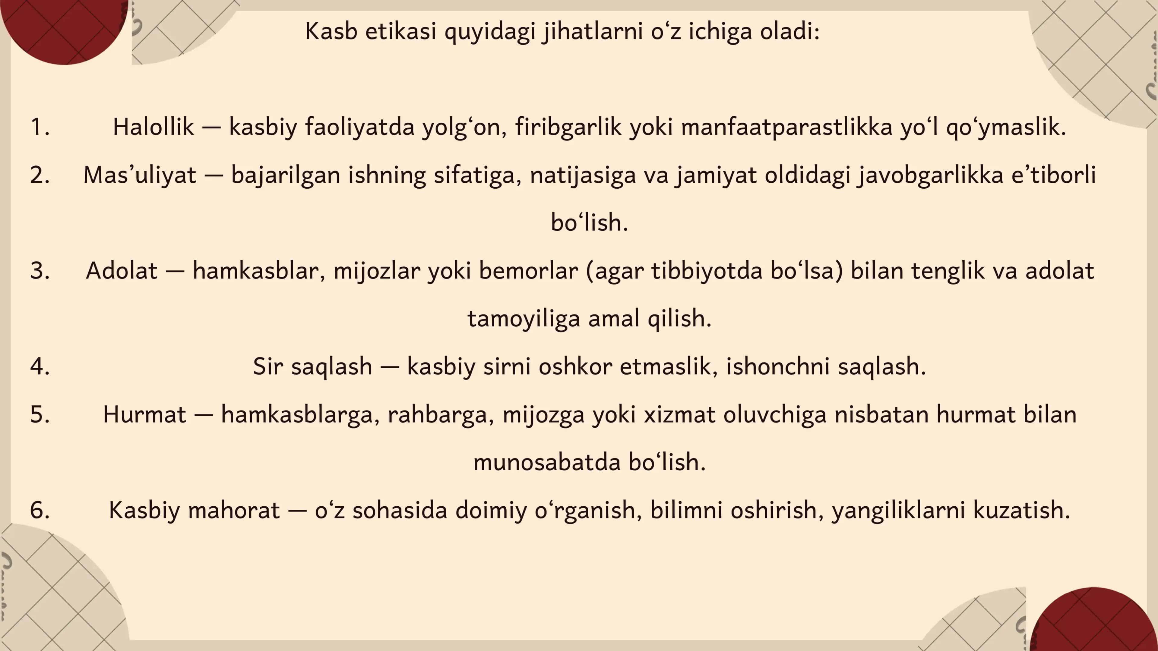 Kasb etikasi haqida 3