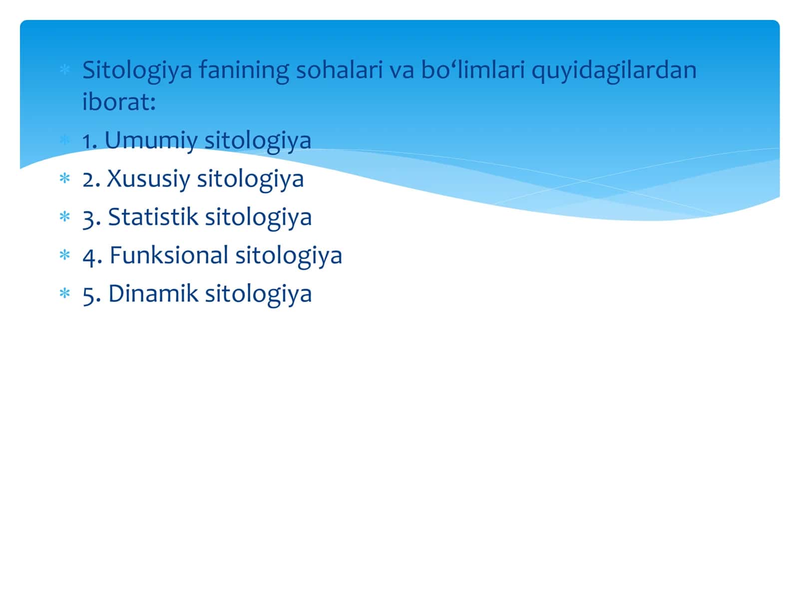 Sitologiya fanining sohalari va bо‘limlari 3