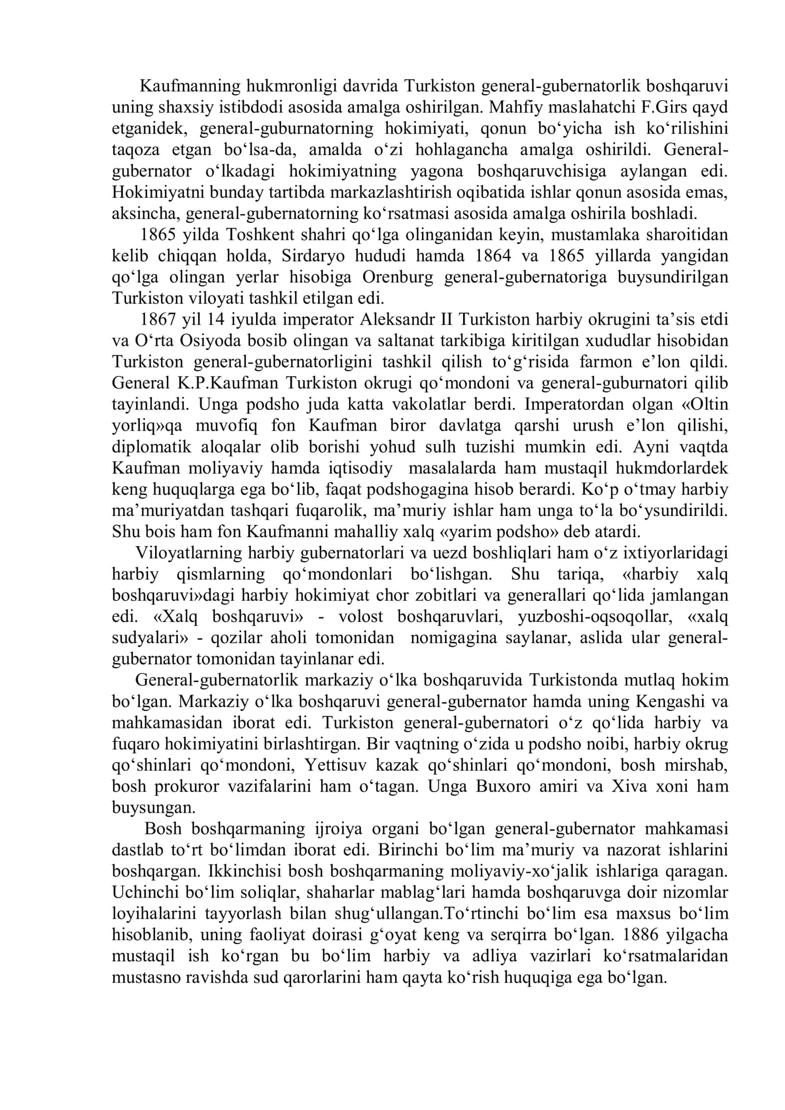 Rossiya imperiyasining Turkistondagi ma’muriy boshqaruv tizimi va mustamlakachilik siyosati 3