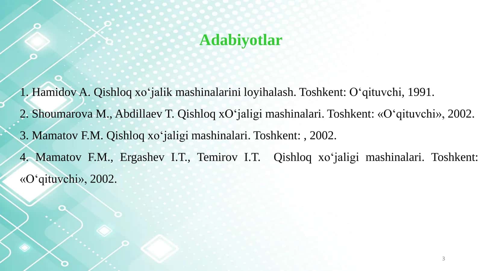 Tishli tirmalarni tuzilishi, texnologik ish jarayoni, ularning ishiga qo‘yiladigan agrotexnik talablar 3